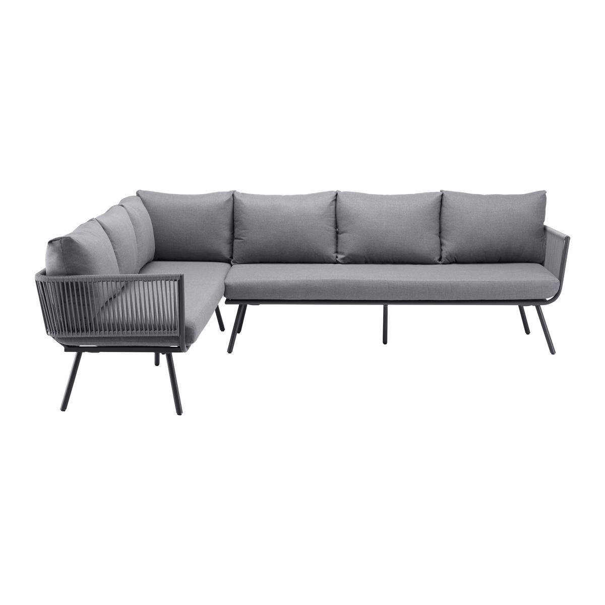 Gartenlounge in grau "Camilla" - Grau, Modern, Glas/Textil (252/65/68cm) - Bessagi Garden