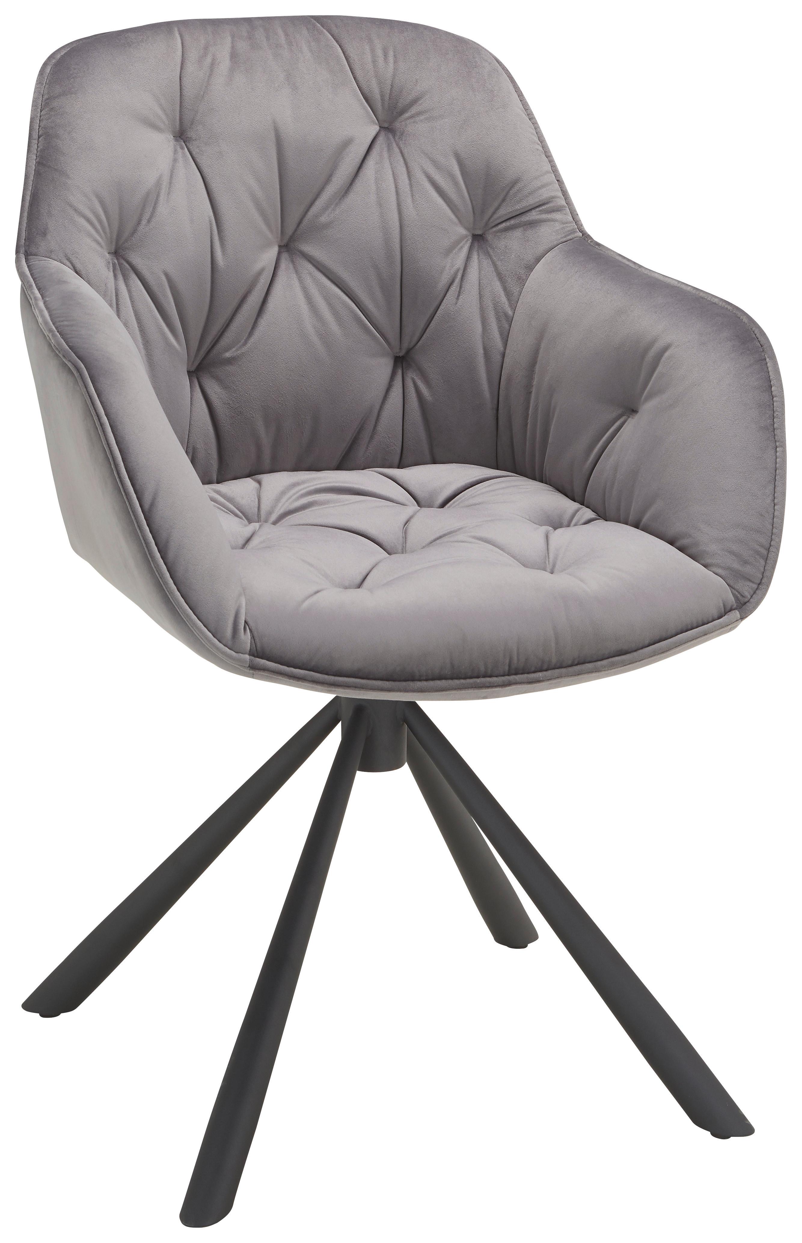 Scaun cu brațe Eileen - negru/gri, Lifestyle, metal/textil (63/86/66cm) - Premium Living