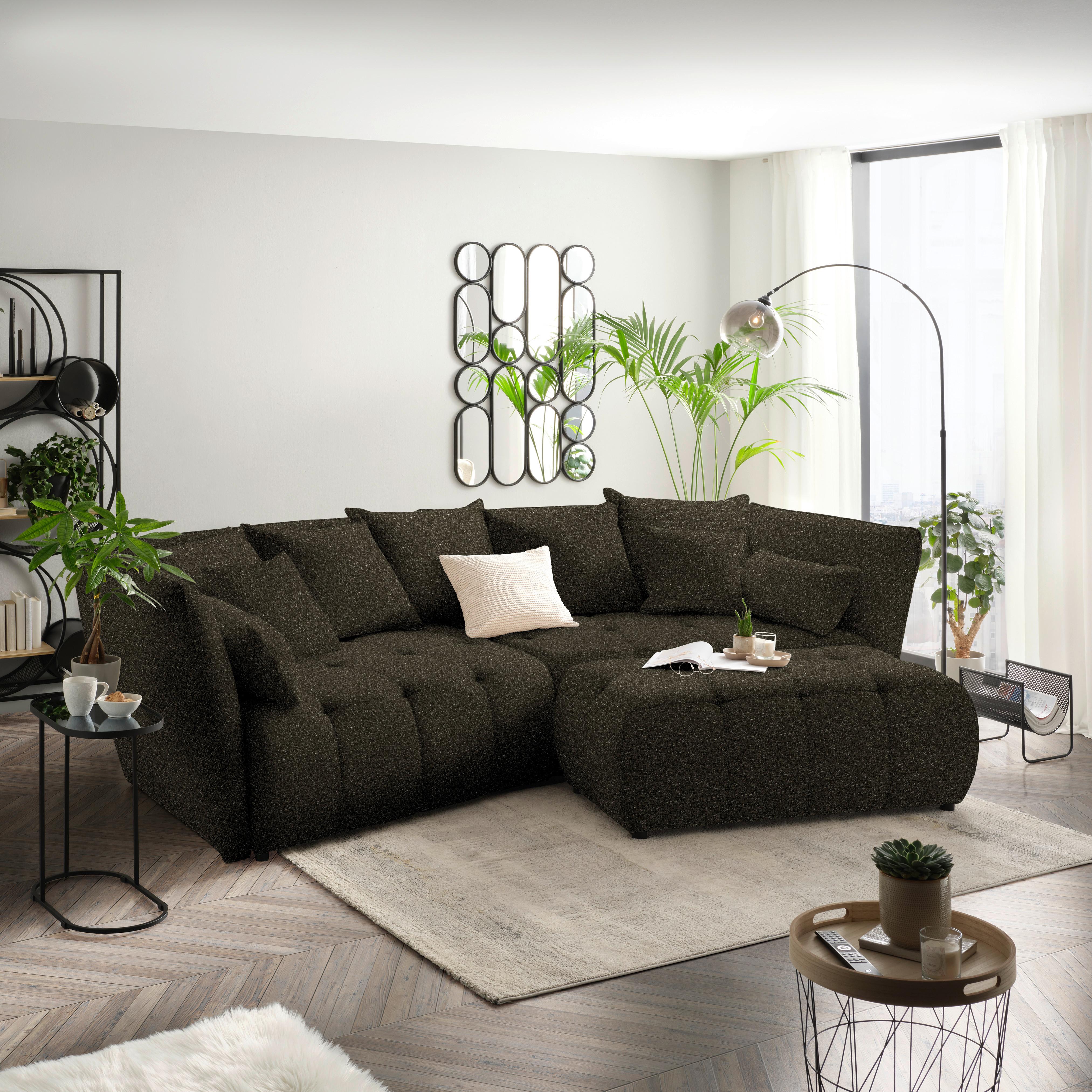 Boxspringsofa Sofi Dunkelgrün - Dunkelgrün/Schwarz, MODERN, Textil (294/93/152cm) - Premium Living