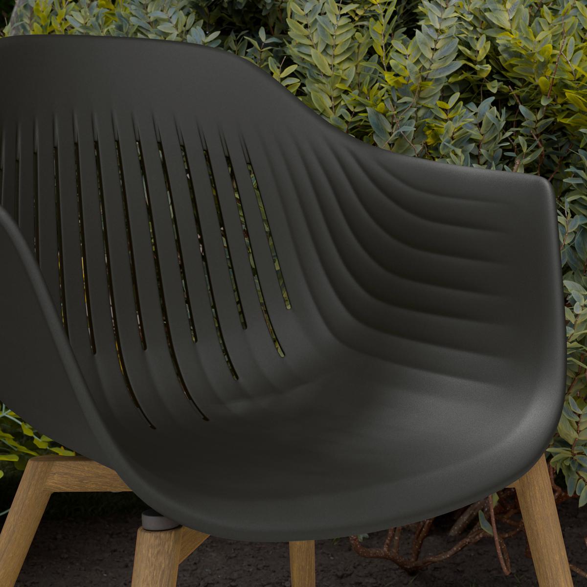Gartenstuhl Bibo Schwarz/Walnussfarben - Anthrazit/Walnussfarben, MODERN, Kunststoff/Metall (57/82/58cm) - Mömax