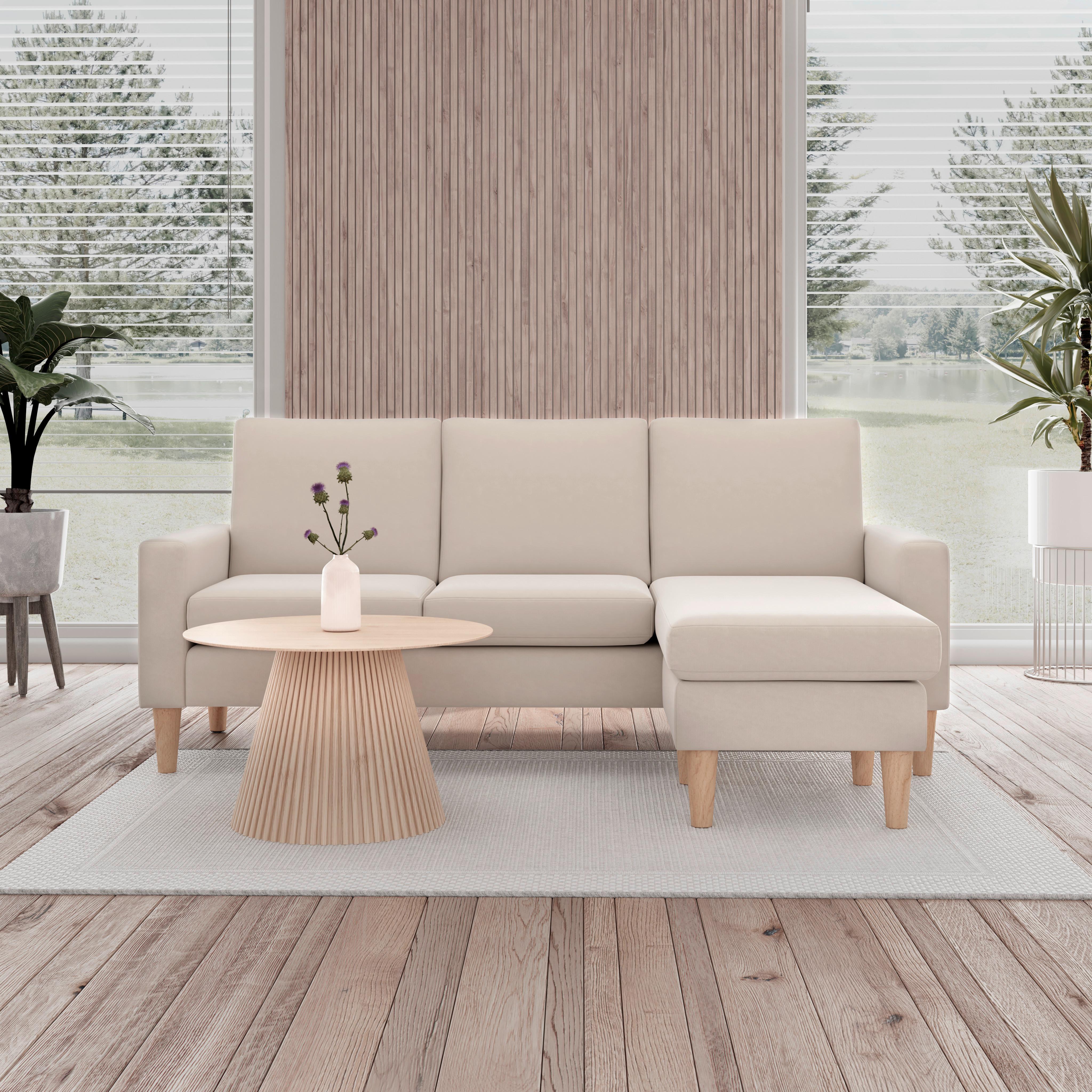 HÖRNSOFFA NOEMIE - beige/naturfärgad, Modern, trä/textil (198/140cm) - Bessagi Home