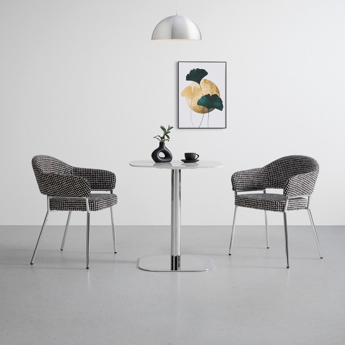 Bistrotisch Theo Weiß/Chromfarben - Chromfarben/Weiß, MODERN, Stein/Metall (70/70/75cm) - Premium Living