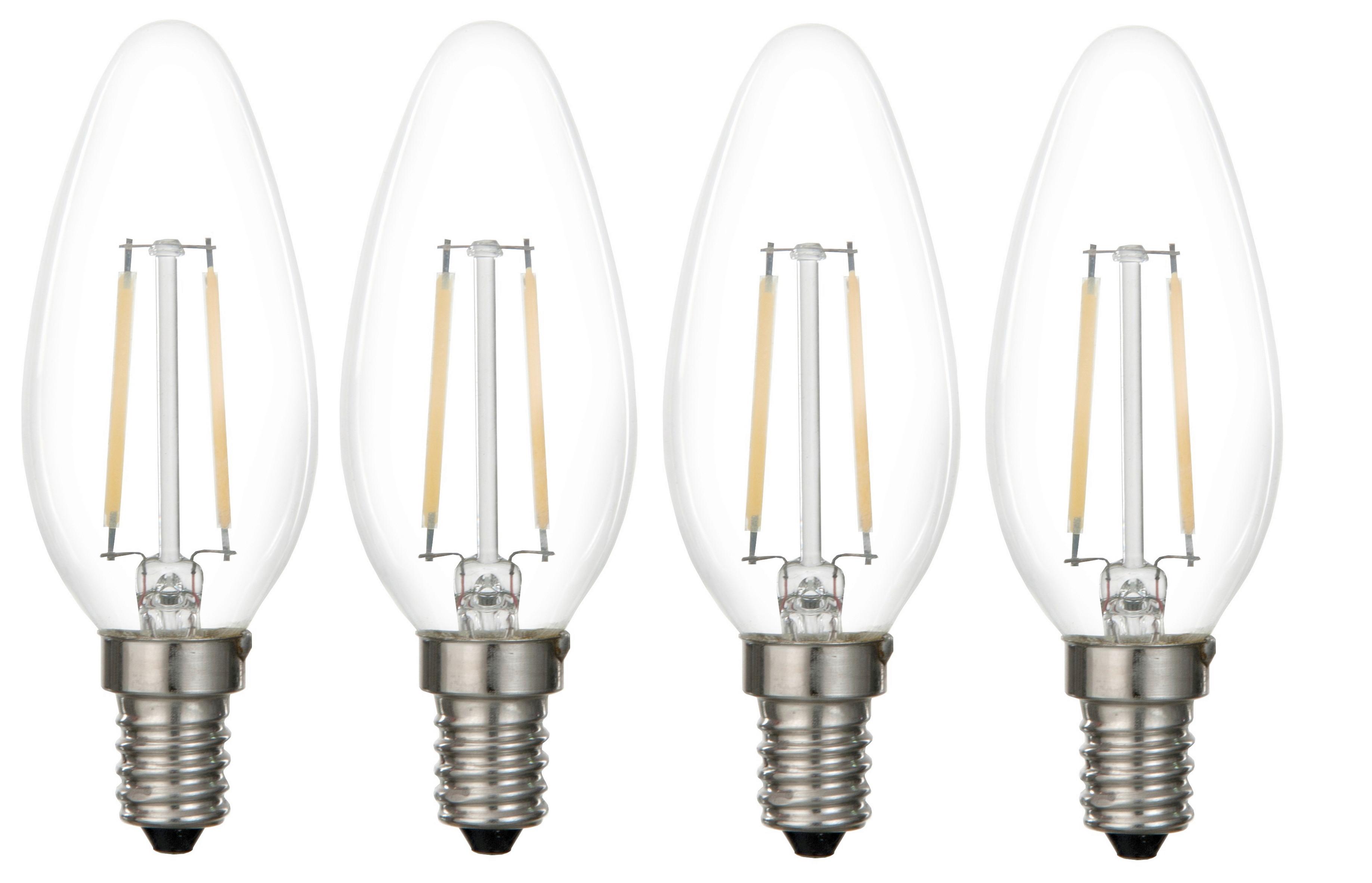 LED-Leuchtmittel Multi max. 4 Watt, 4 Stk. - Klar, Glas/Metall (3,7/9,8cm) - Modern Living