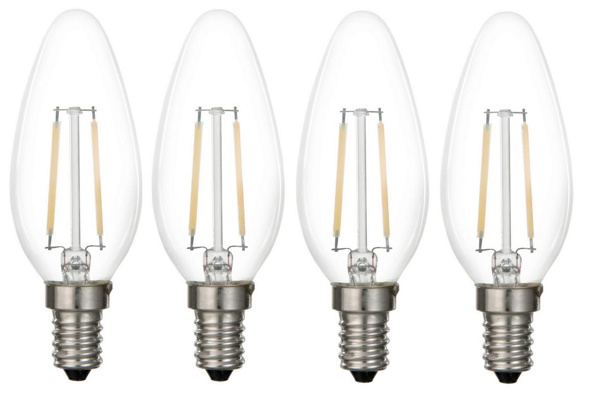 LED-fényforrás 4x4w E14 - átlátszó, Üveg/fém (3,7/9,8cm) - Modern Living