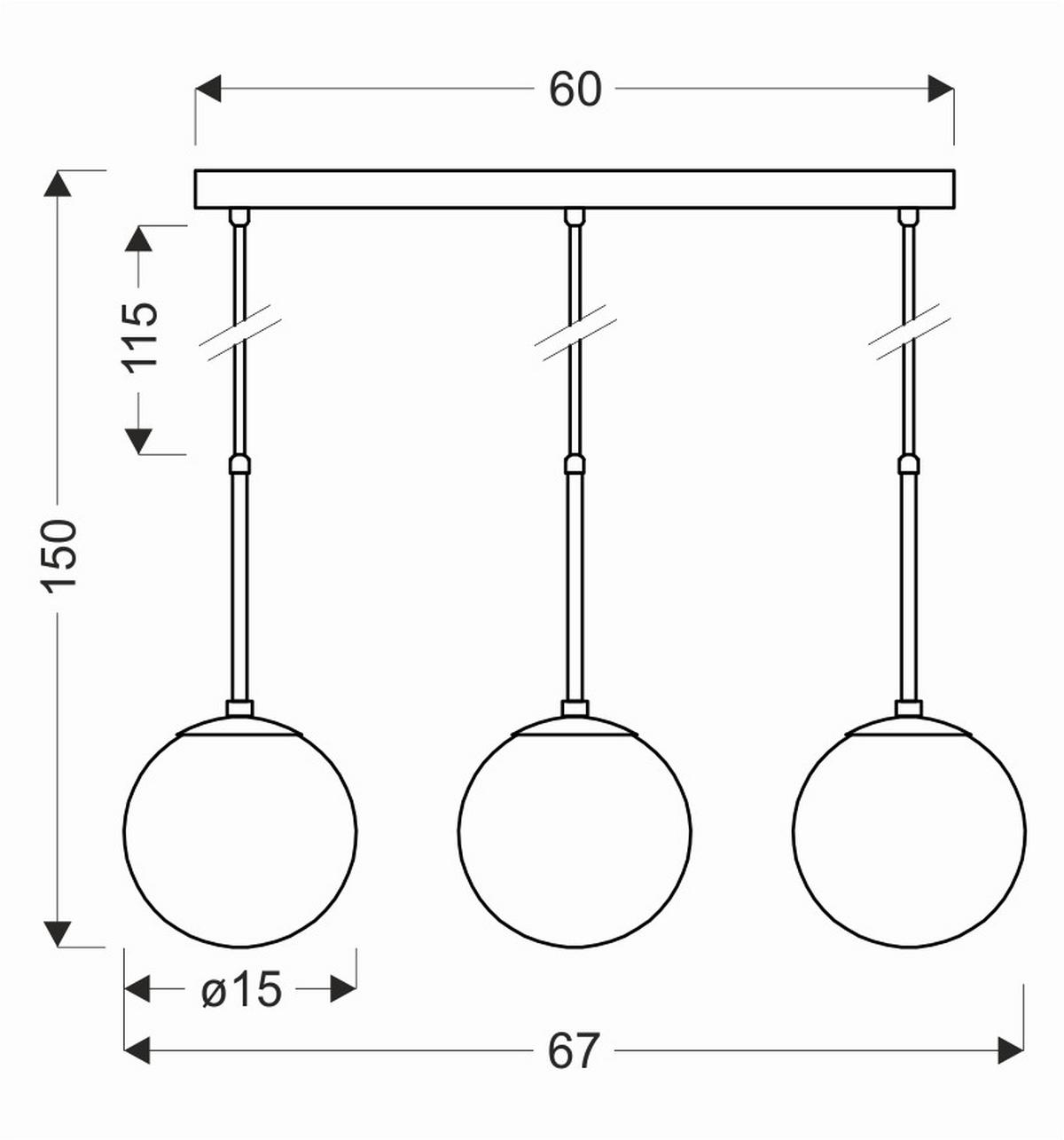 Svjetiljka Viseća 33-09609 Pompei - bijela/crna, Basics, metal (67/15/150cm)