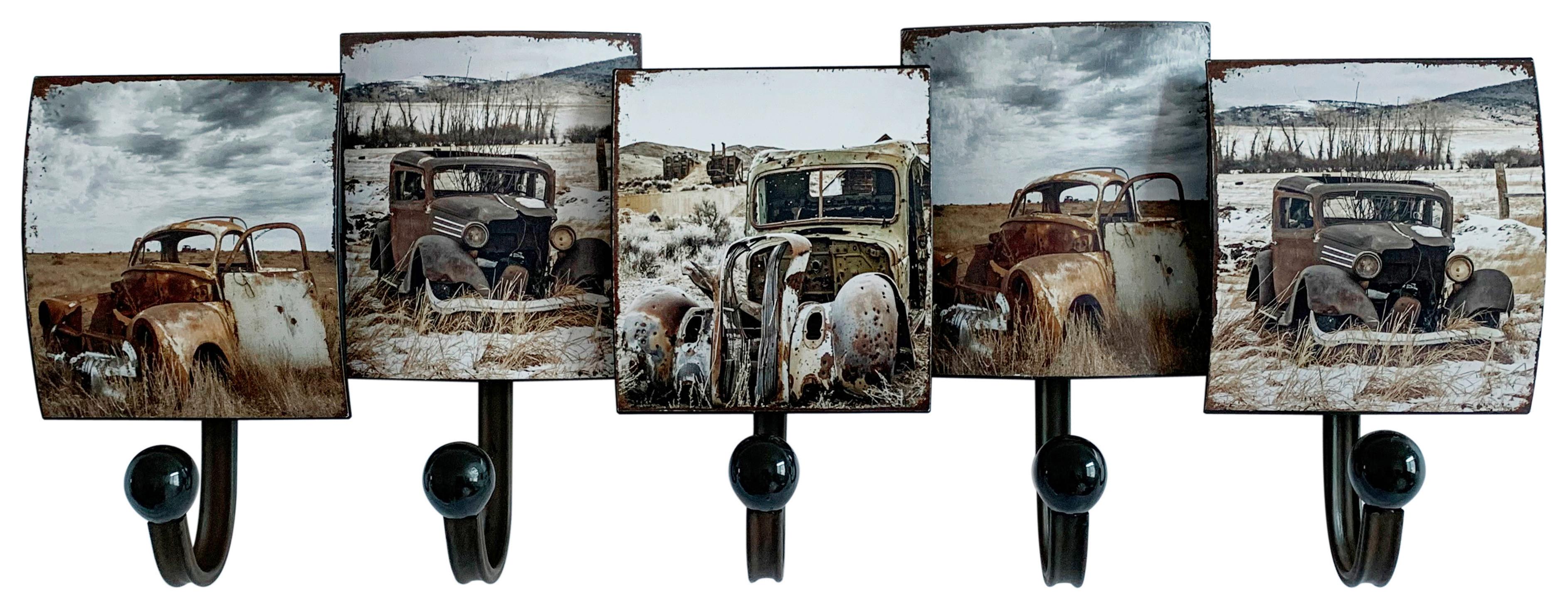 Cuier de perete cu cârlige CAR B992267 - multicolor/negru, Modern, metal (57/20/7cm) - Modern Living