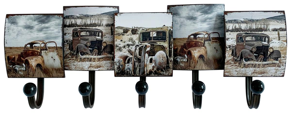 Cuier de perete cu cârlige CAR B992267 - multicolor/negru, Modern, metal (57/20/7cm) - Modern Living