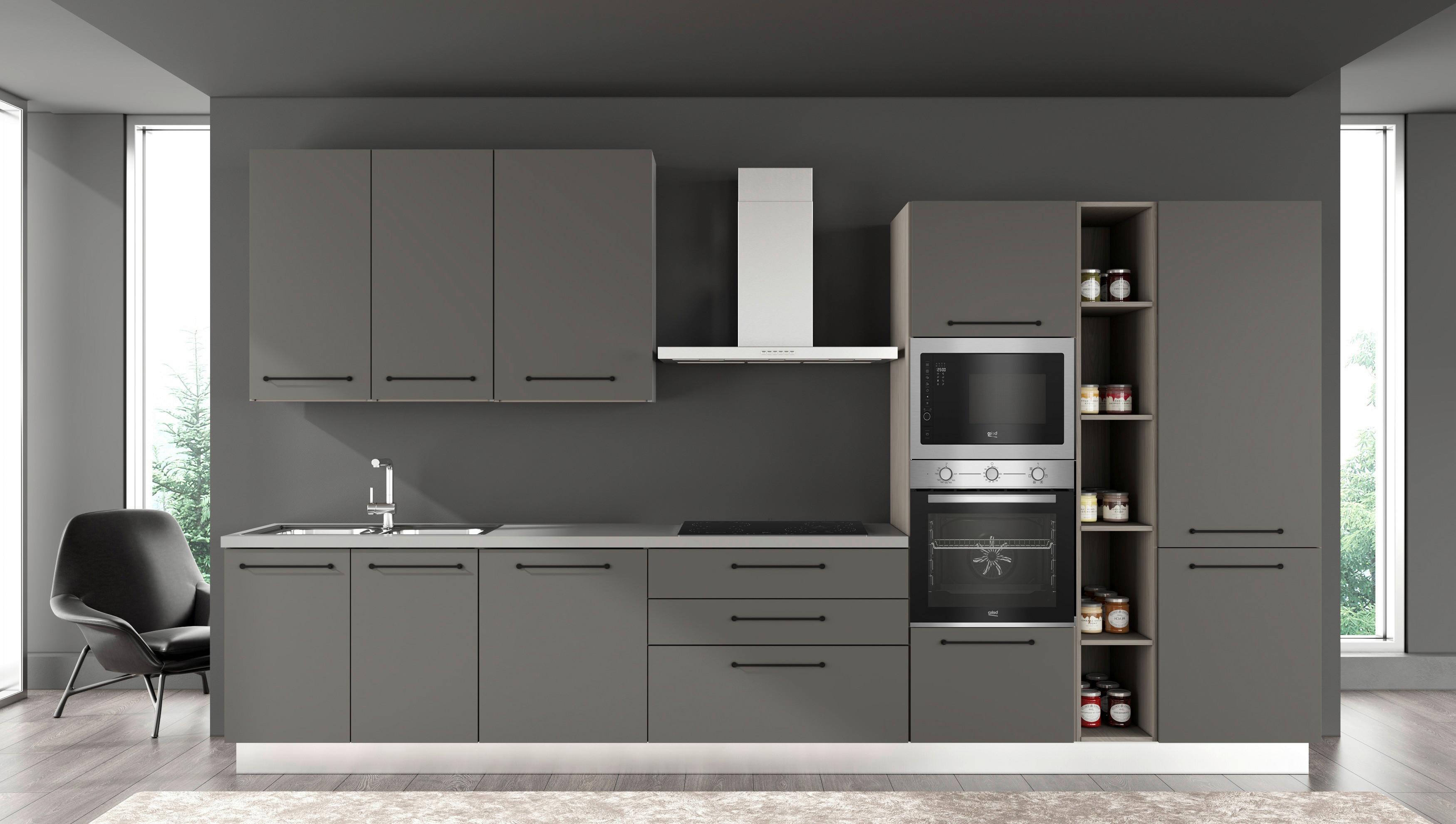 Blok Kuhinja S Aparatima Line 390 - siva/crna, Konvencionalno, drvo/metal (390/216-240/60cm) - Mömax