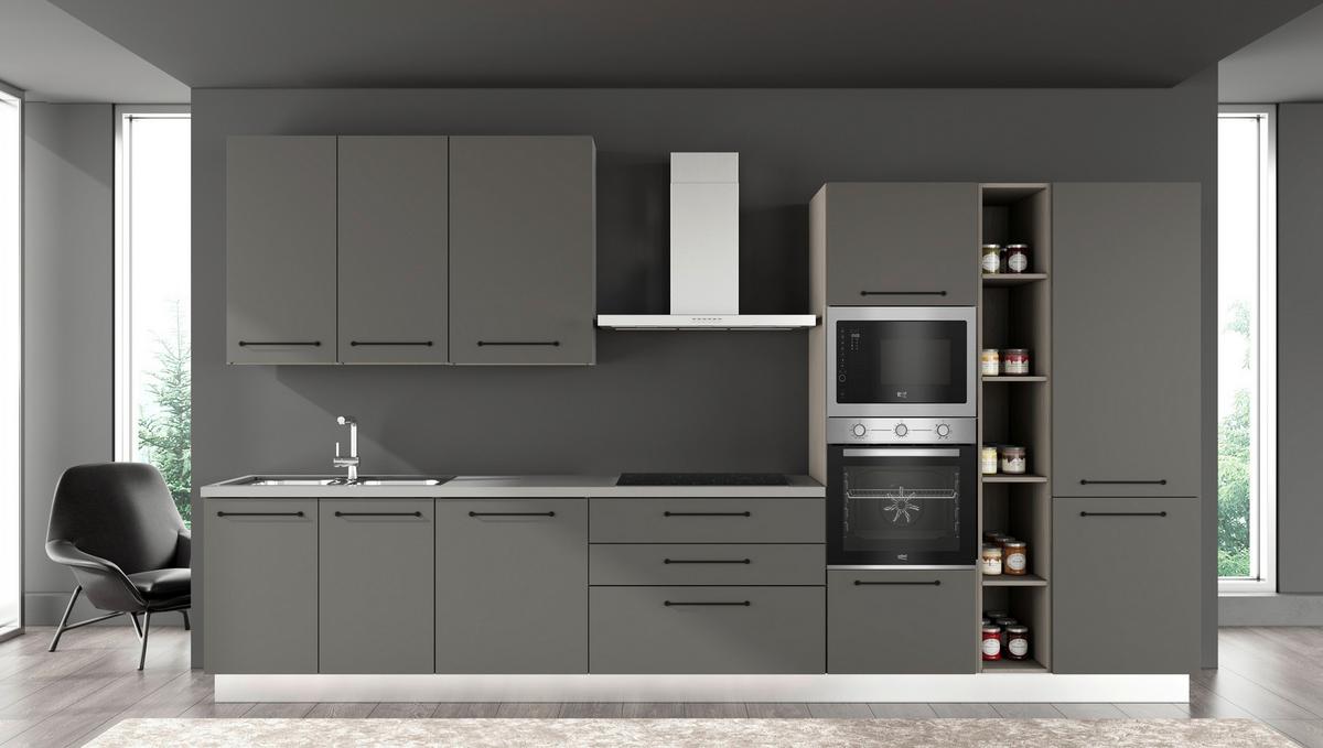 Blok Kuhinja S Aparatima Line 390 - siva/crna, Konvencionalno, drvo/metal (390/216-240/60cm) - Mömax