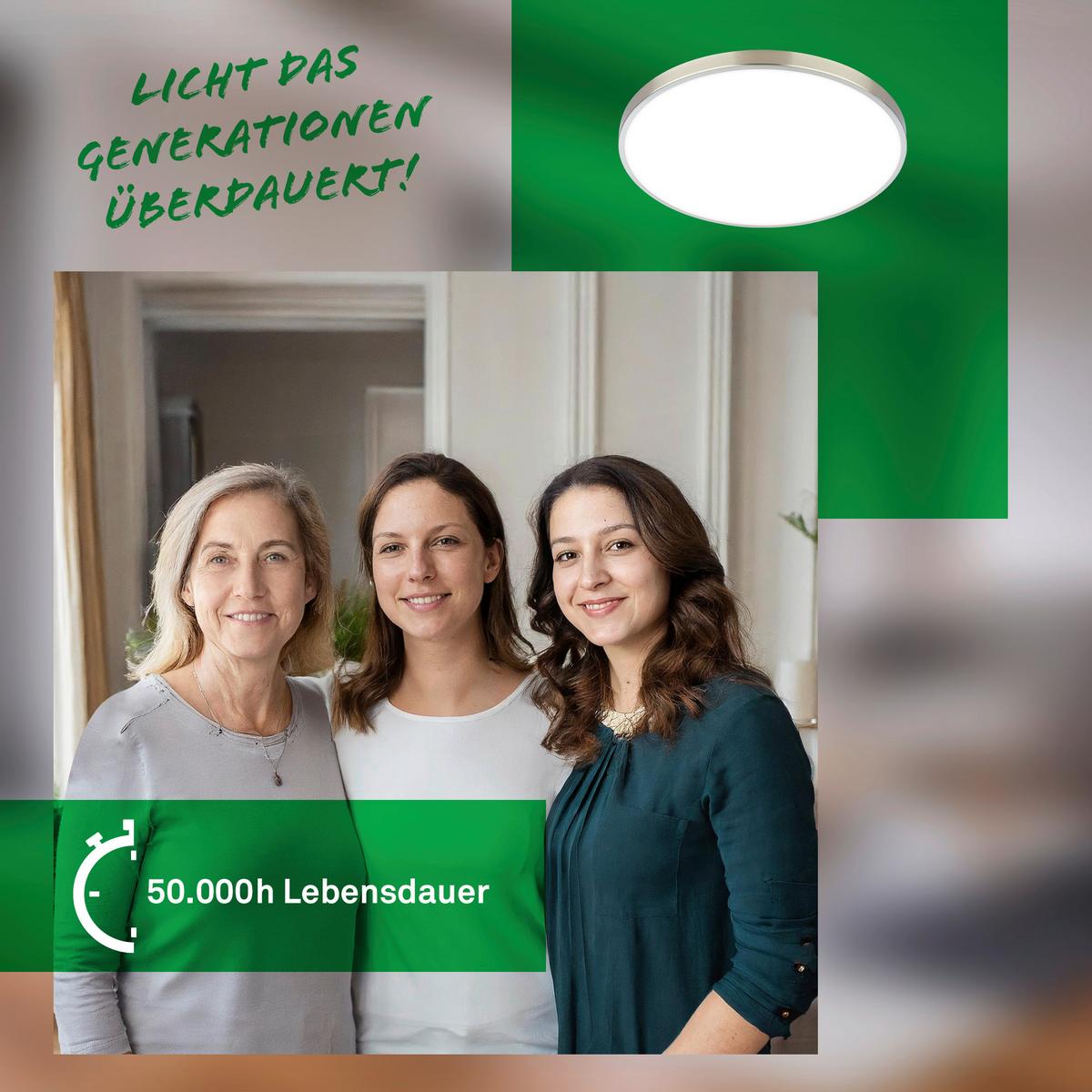 LAMPA SUFITOWA LED 3936012 KAIDA - kolor niklowy, Basics, tworzywo sztuczne/metal (38/6.5cm)