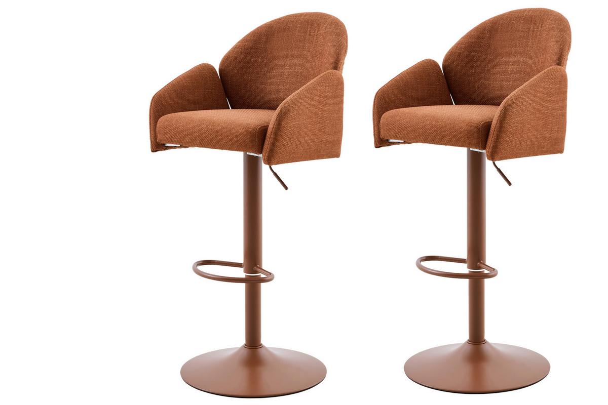 BARHOCKER-SET HOLLY H 2ER-SET - Rotbraun, MODERN, Textil/Metall (53/96-117/57cm) - MID.YOU