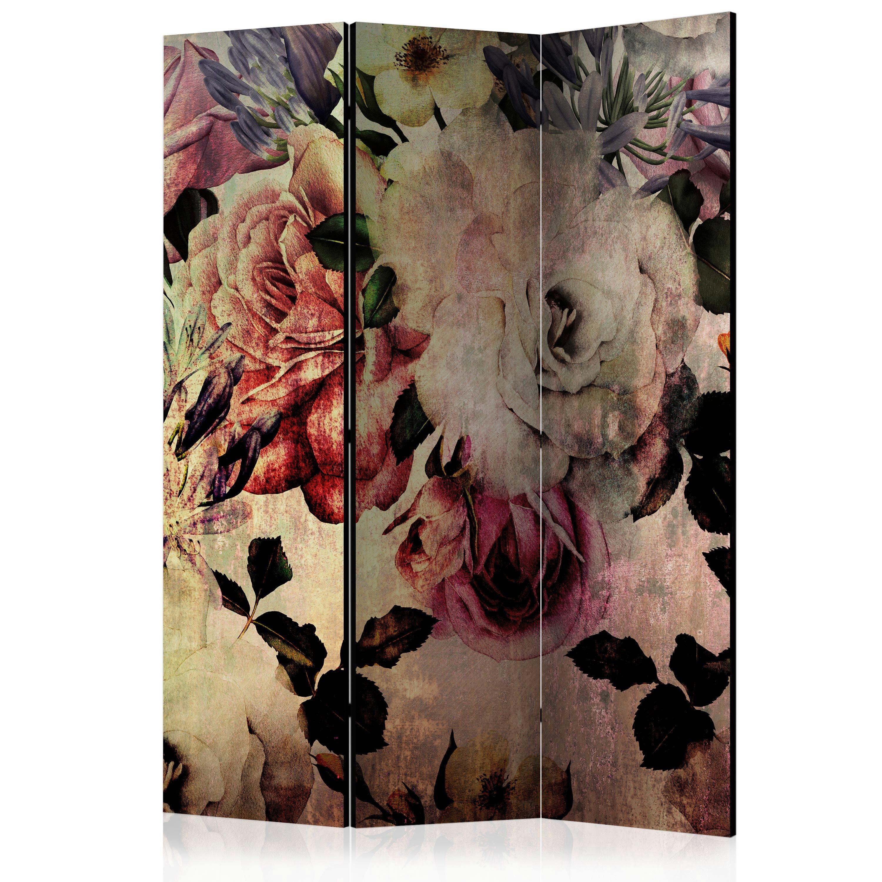 Paravan Nostalgia Flowers, 5-Delni, Dvostranski - roza/bež, Basics, tekstil/les (135/172/3cm) - artgeist