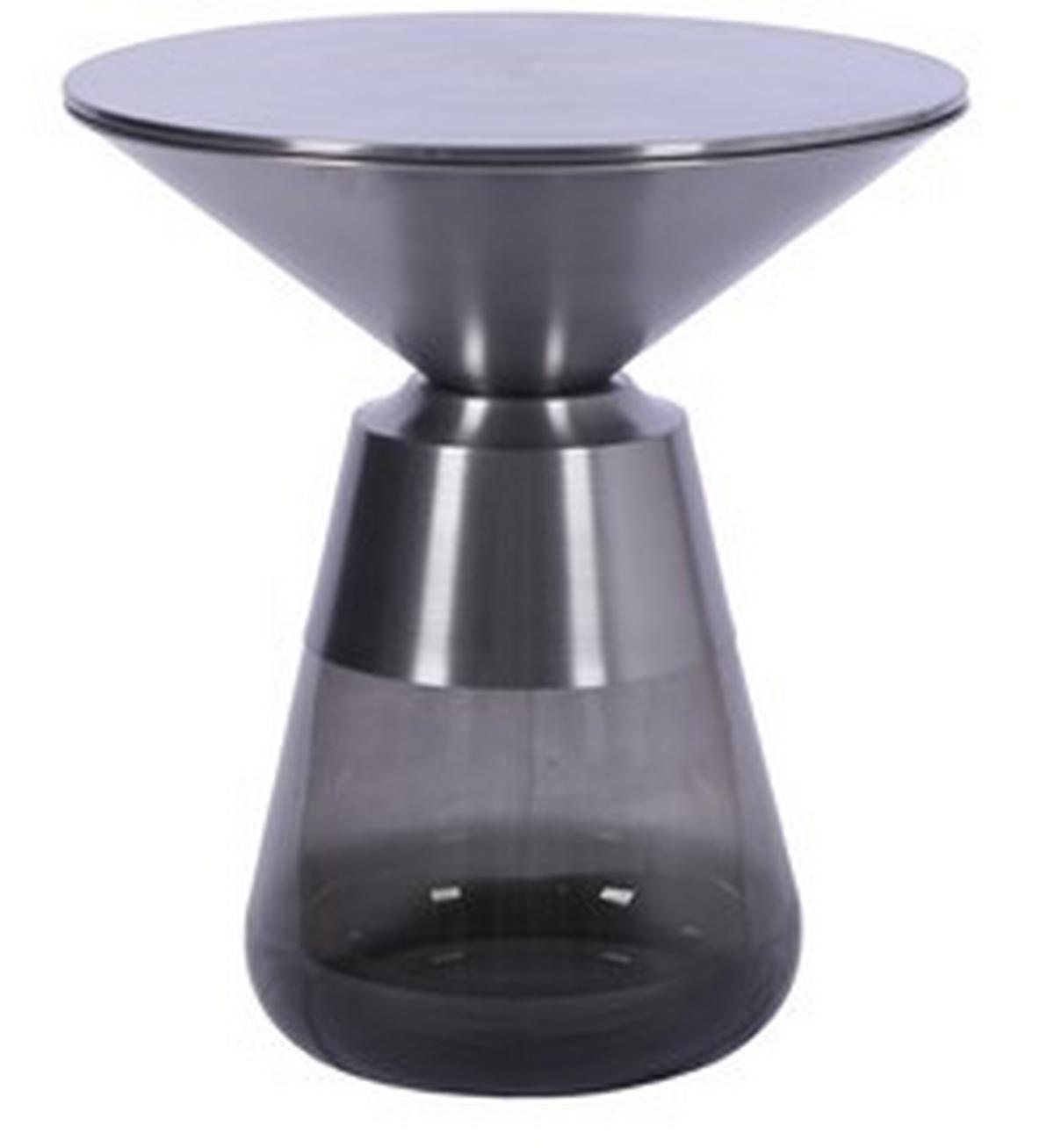 Beistelltisch Baily Grau/Schwarzchrom - Schwarzchrom/Grau, ROMANTIK / LANDHAUS, Glas/Metall (48/54,5cm) - Premium Living