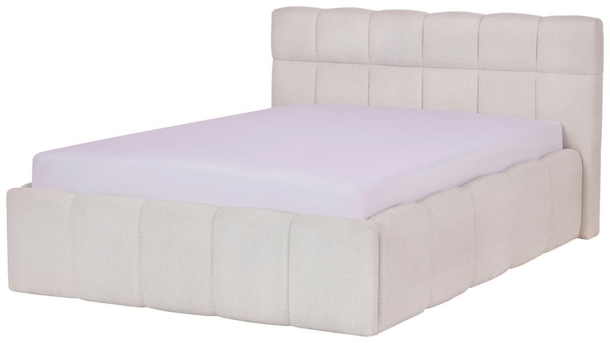 Oblazinjena Postelja Ascona, Krem, 140x200 - črna/krem barve, Konvencionalno, umetna masa/tekstil (140/200cm) - Modern Living