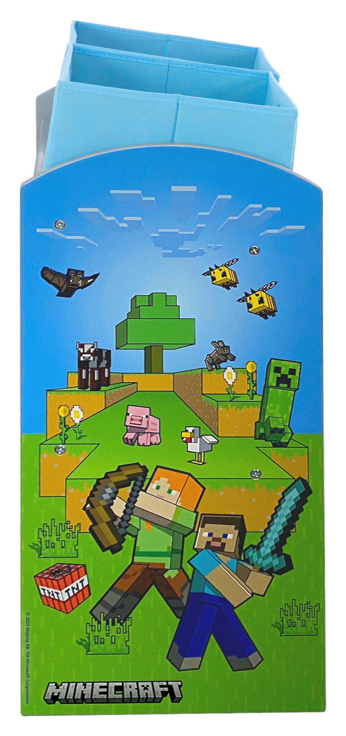 Kinderregal Minecraft ca. 60x63,5x30 cm Grün/Blau - Blau/Multicolor, MODERN, Holzwerkstoff/Textil (60/63,5/30cm) - Minecraft