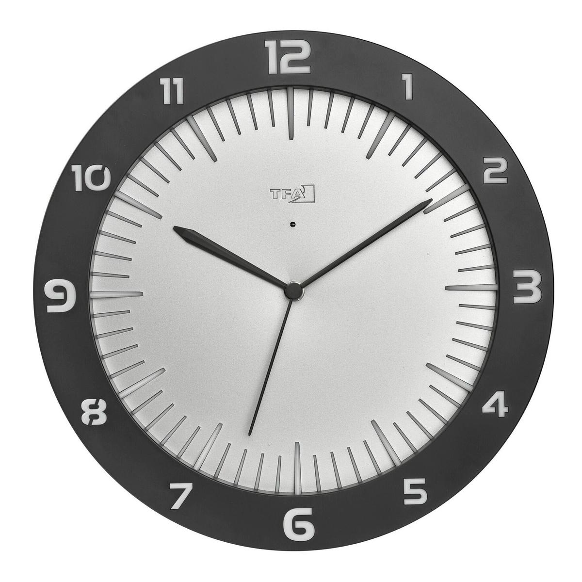 FUNKUHR LUMOCLOCK GRAU/WEIß - Schwarz, Basics, Kunststoff (30,3/4,5/30,3cm)