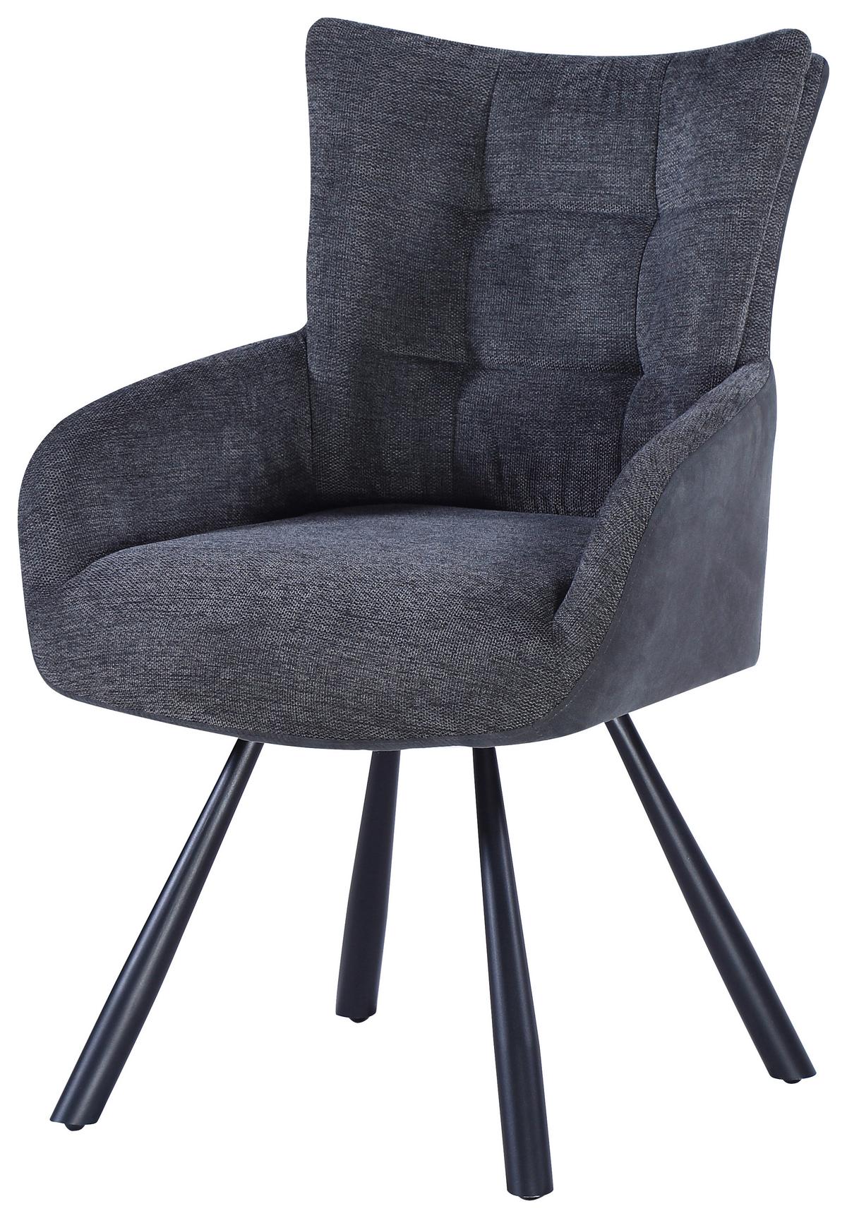 KRZESŁO Z PODŁOKIETNIKAMI JULIUS   -HOM IN- - szary, Design, metal/tkanina (60/90/63cm) - Hom`in