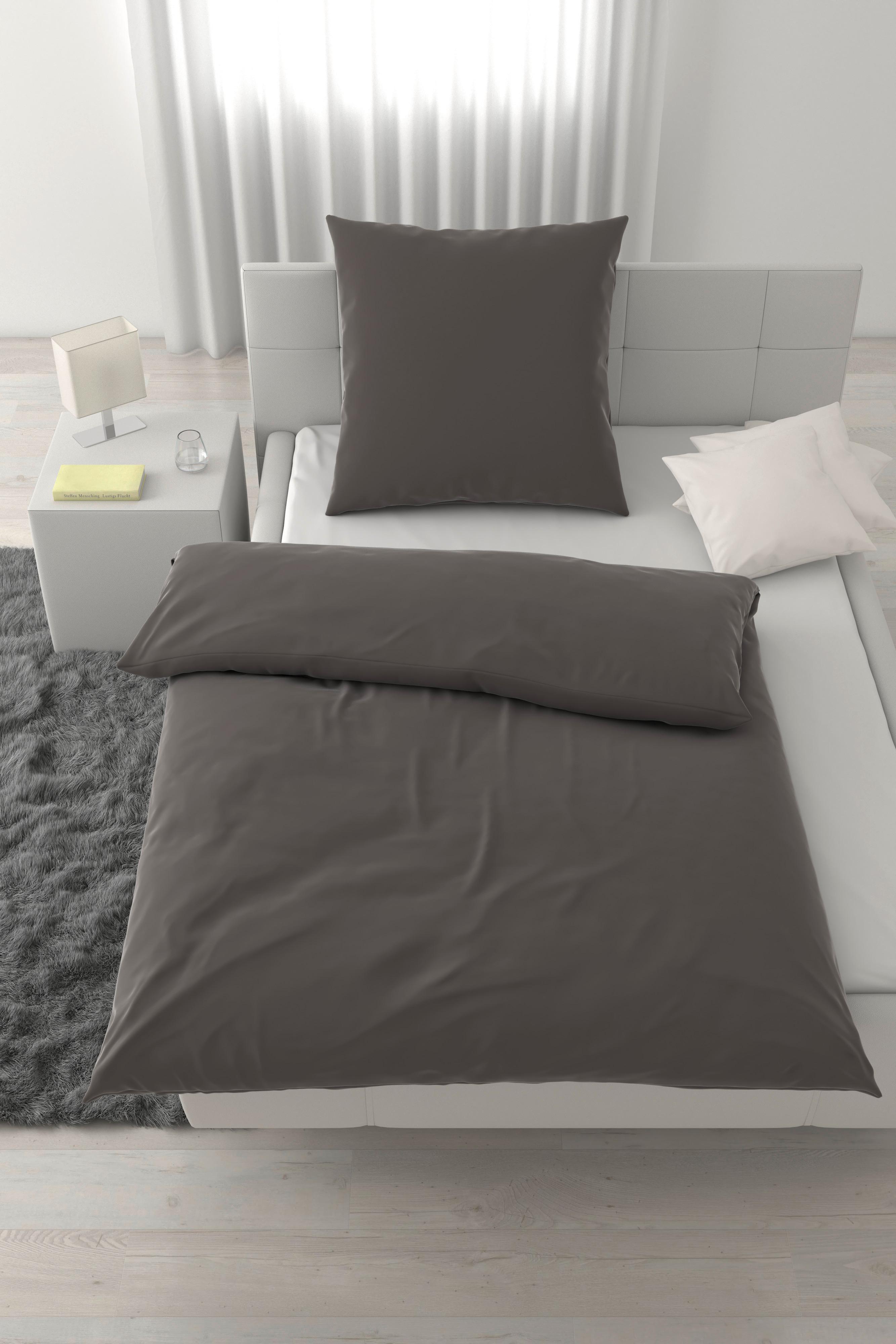 Bettwäsche Xenia Uni Anthrazit ca. 135x200cm - Anthrazit, MODERN, Textil (135/200cm) - Premium Living