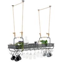 Hängeelement aus Metall - Schwarz/Naturfarben, LIFESTYLE, Holz/Holzwerkstoff (120/35/41cm) - Premium Living