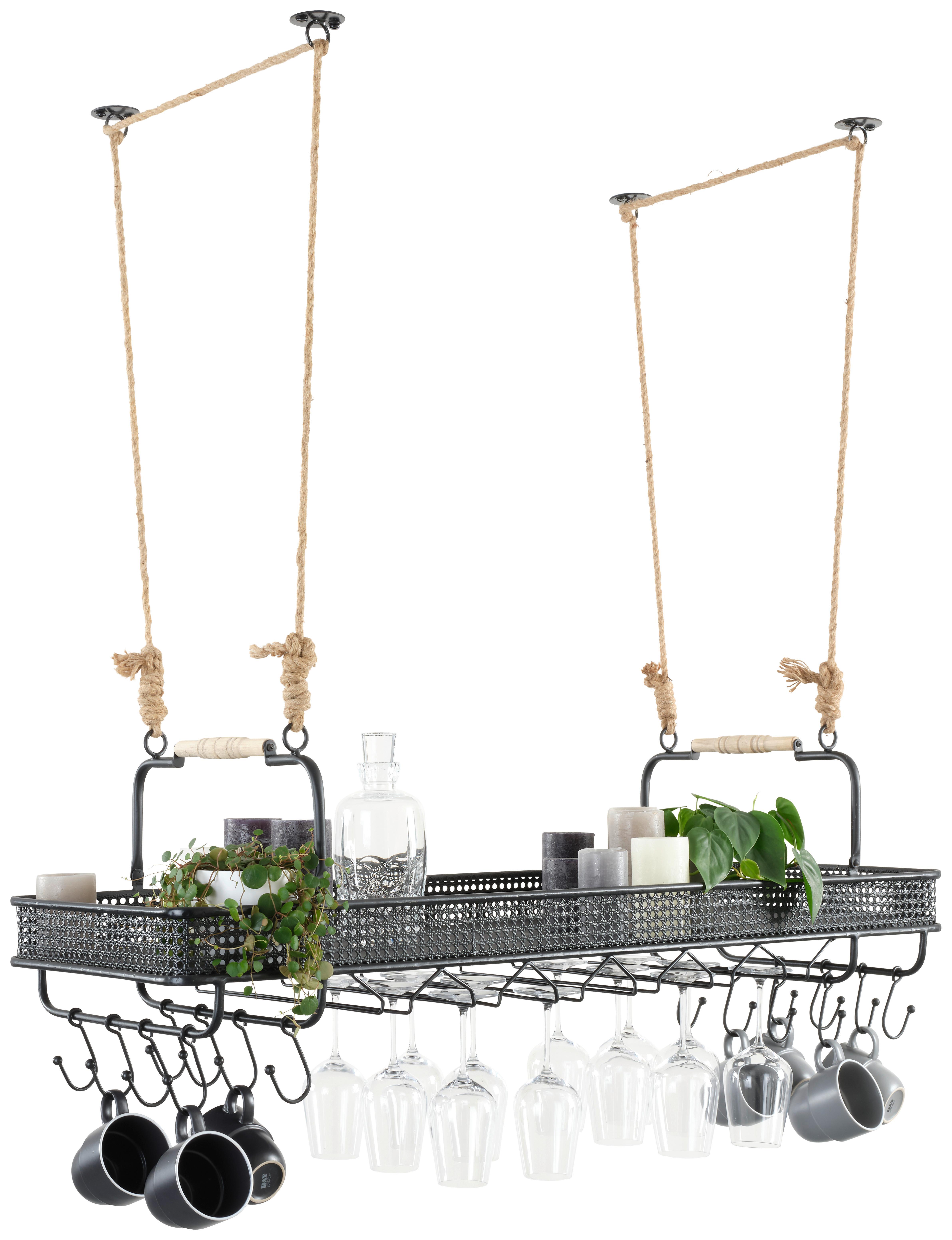 VÄGGHÄNGD MODUL CONSTANTIN - svart/naturfärgad, Lifestyle, metall/trämaterial (120/35/41cm) - Premium Living