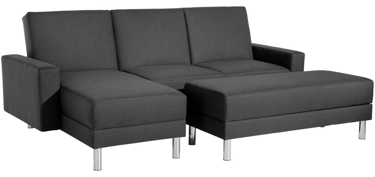ECKSCHLAFSOFA JUST FASHION - Chromfarben/Graphitfarben, KONVENTIONELL, Textil/Metall (152/230cm) - Max Winzer