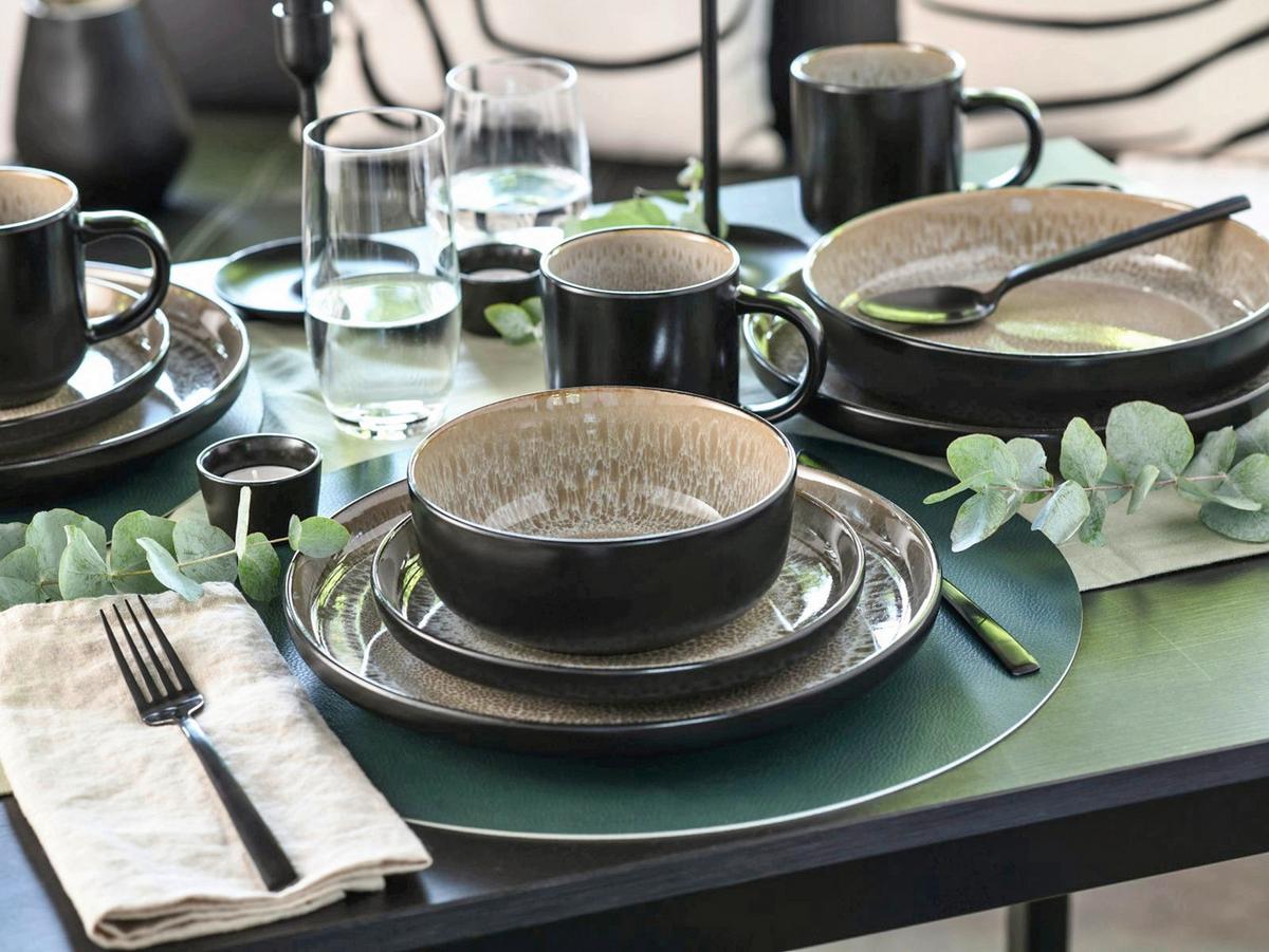 Serviciu de masă 16/1 Magnus - bej/negru, Modern, ceramică - Mömax