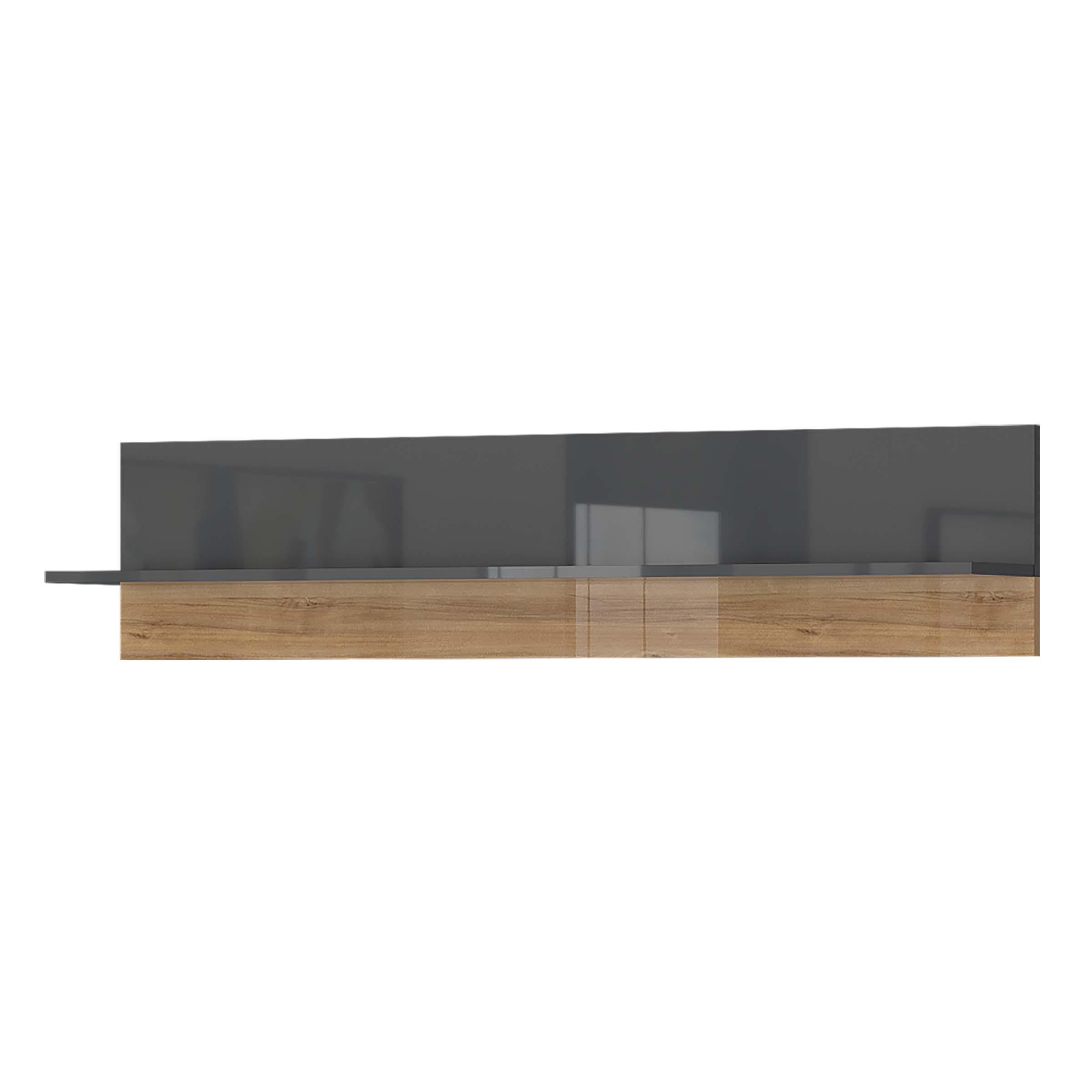 Fali Polc Onyx - antracit/diófa, Modern, faalapú anyag (128/35/21cm)