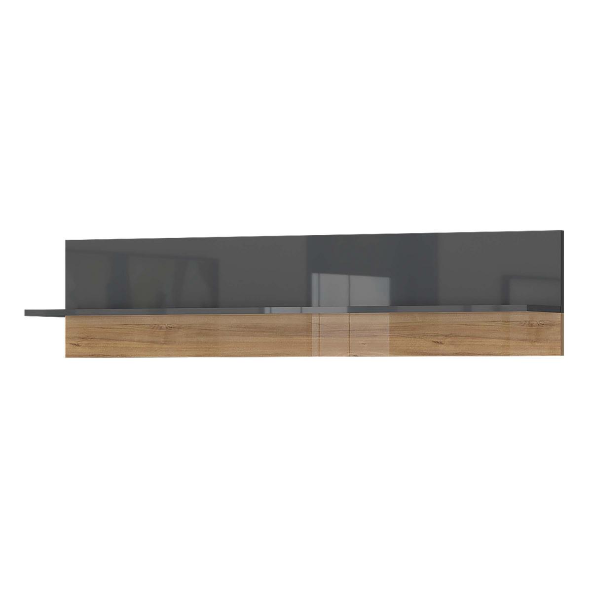 Fali Polc Onyx - diófa színű/antracit, Modern, faalapú anyag (128/35/21cm)