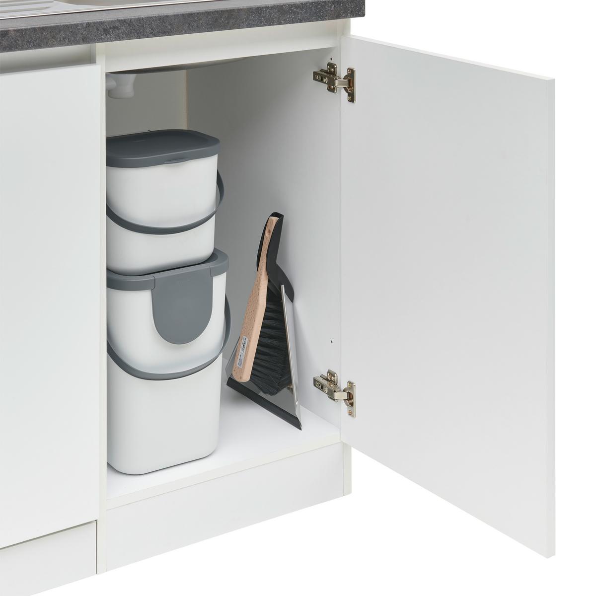 Küchenblock Premium Weiß B: ca. 280 cm - Weiß/Grau, MODERN, Holzwerkstoff (280cm) - Respekta
