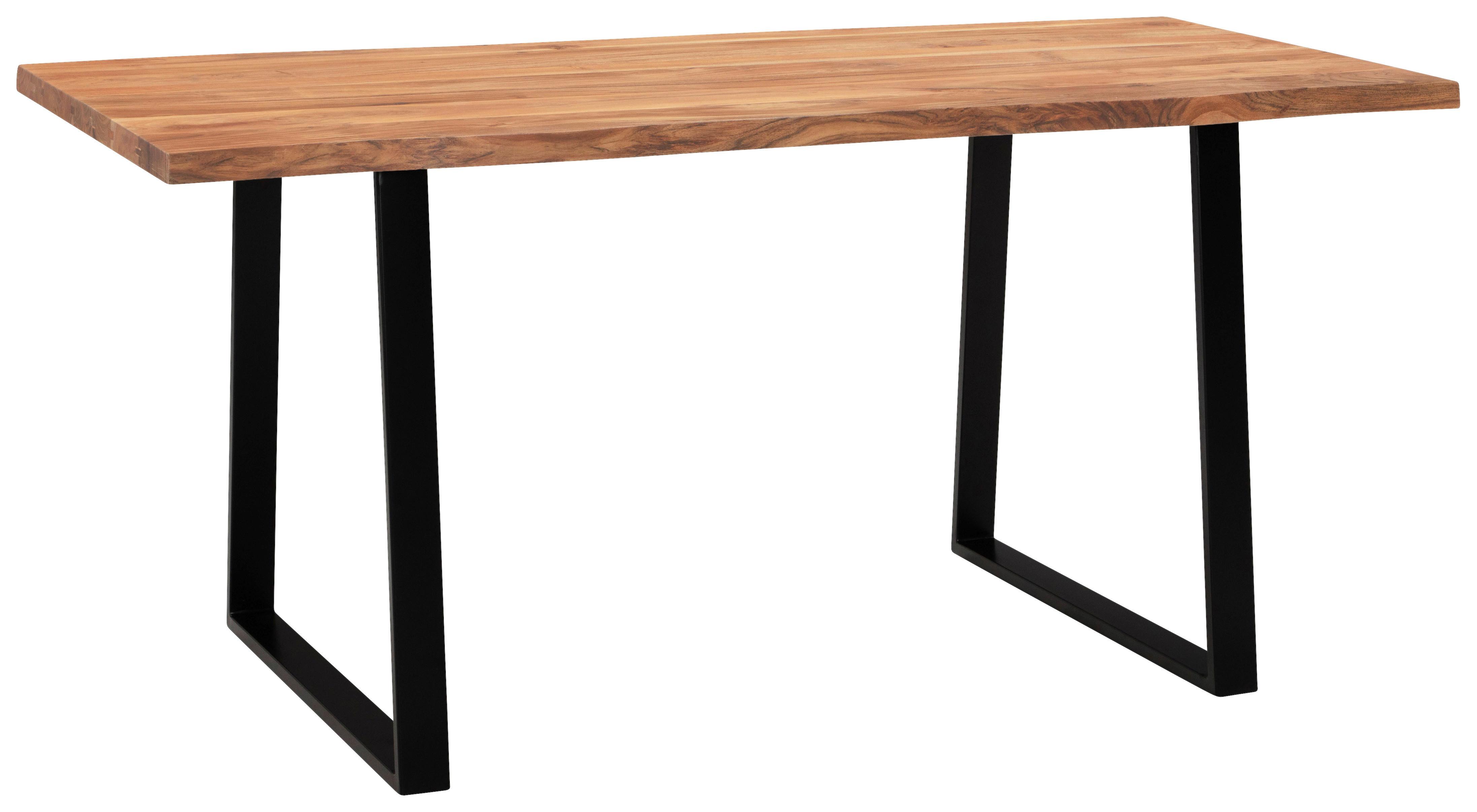 Pisalna Miza Akazie, Pravi Les, 160x80cm - črna/barve akacije, Moderno, kovina/les (160/80/76cm) - MID.YOU