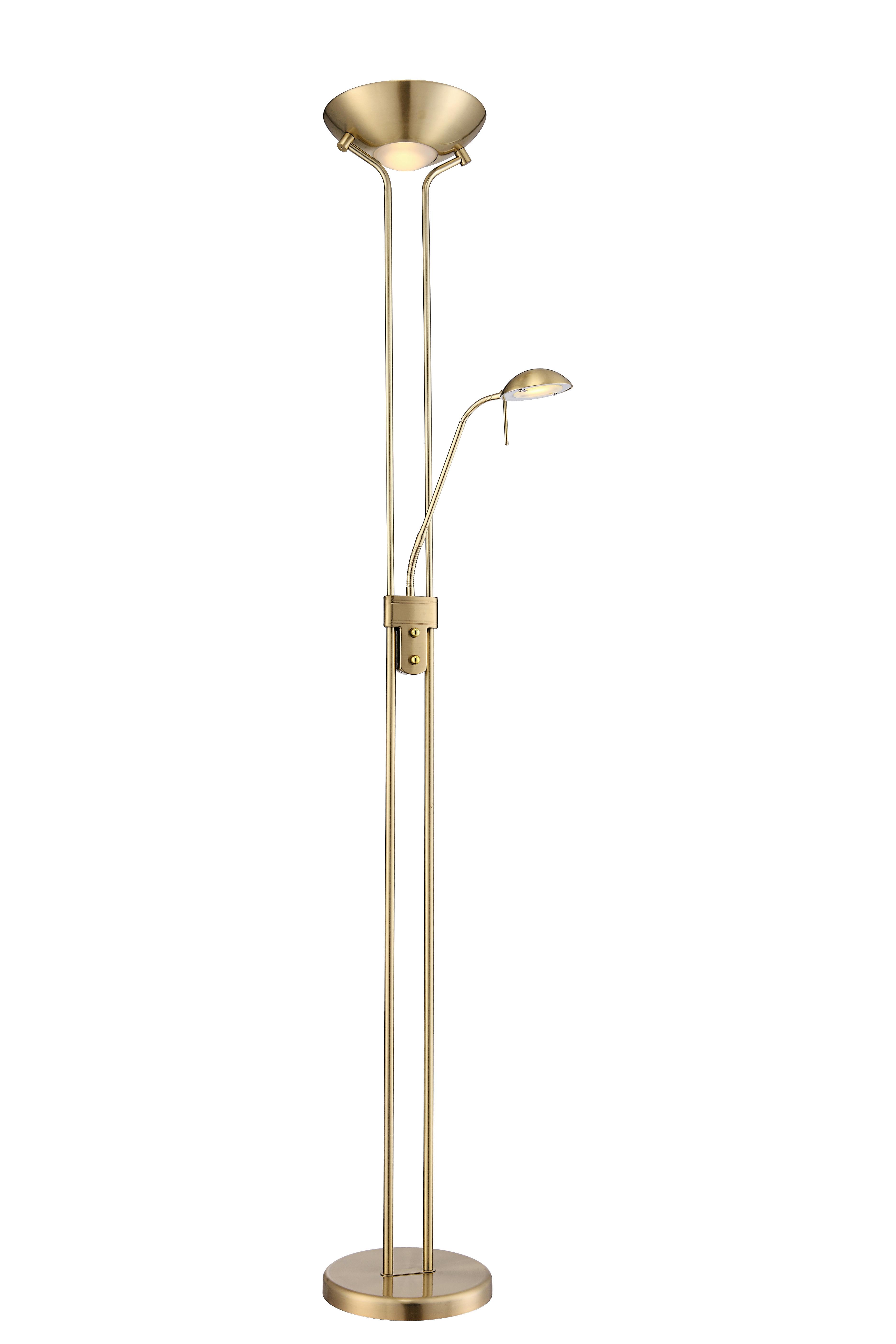 LED-STEHLEUCHTE LEONAS D: 25,5 CM MESSING MATT - Basics, Glas/Metall (25,5/180cm) - Globo