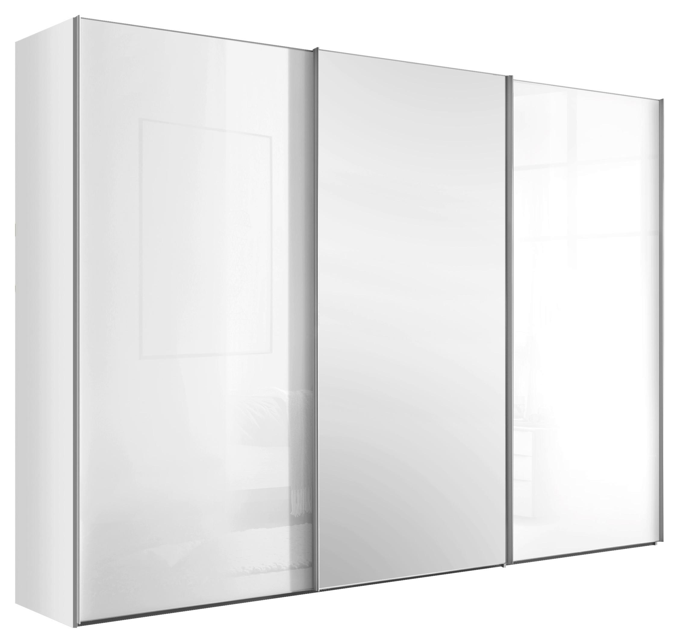 Schwebetürenschrank Lumos Weiß - Alufarben/Weiß, KONVENTIONELL, Glas/Holzwerkstoff (249/222/68cm) - Based