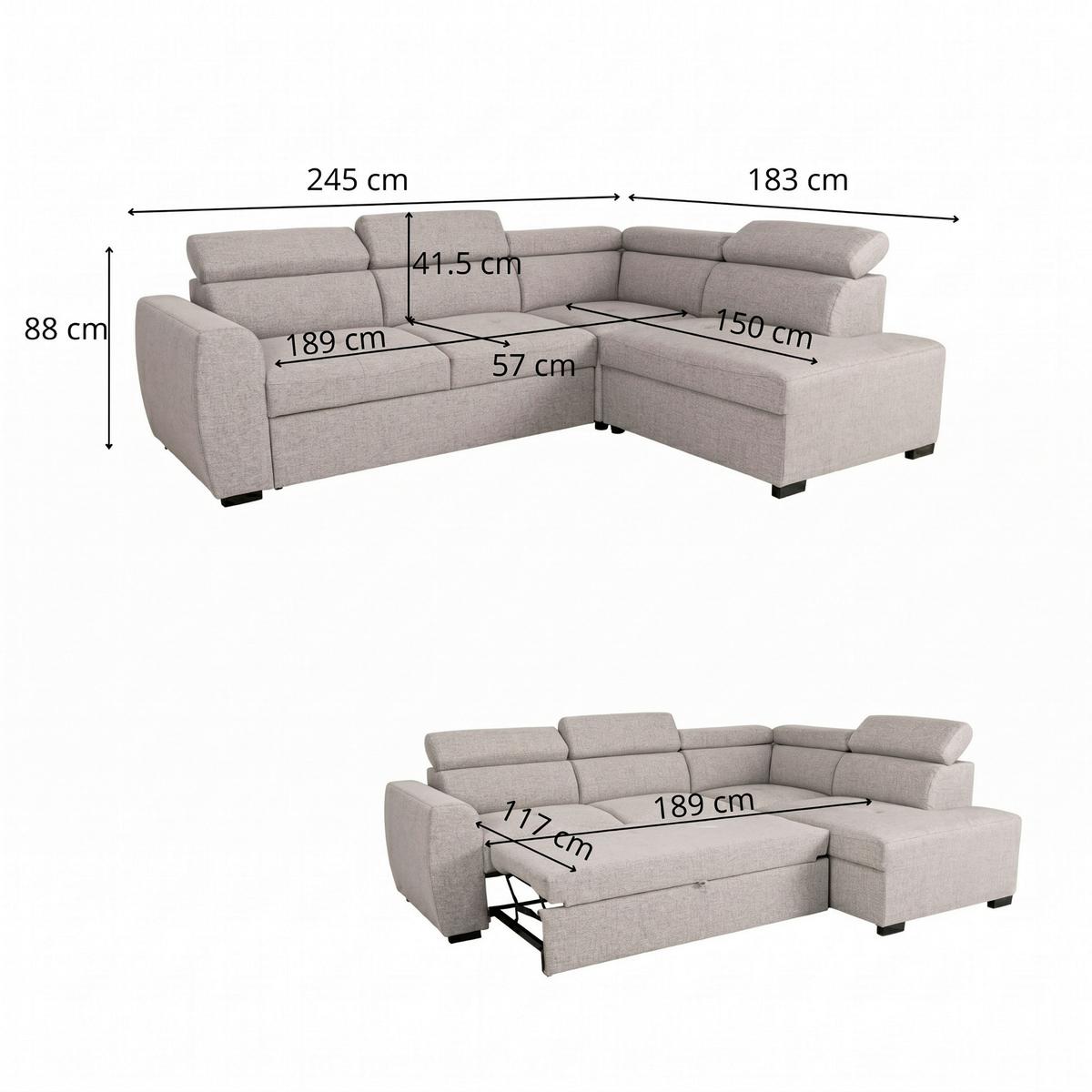 Kutna Garnitura Kelio 2 - Moderno (245/87/184cm) - Modern Living