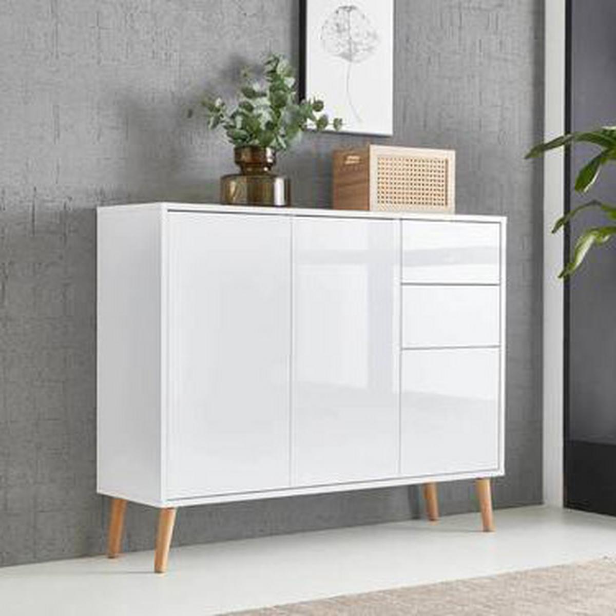 Kommode Mailand Typ 10 Weiß - Weiß Hochglanz/Weiß, MODERN, Holz/Holzwerkstoff (105,5/86/33cm) - MID.YOU