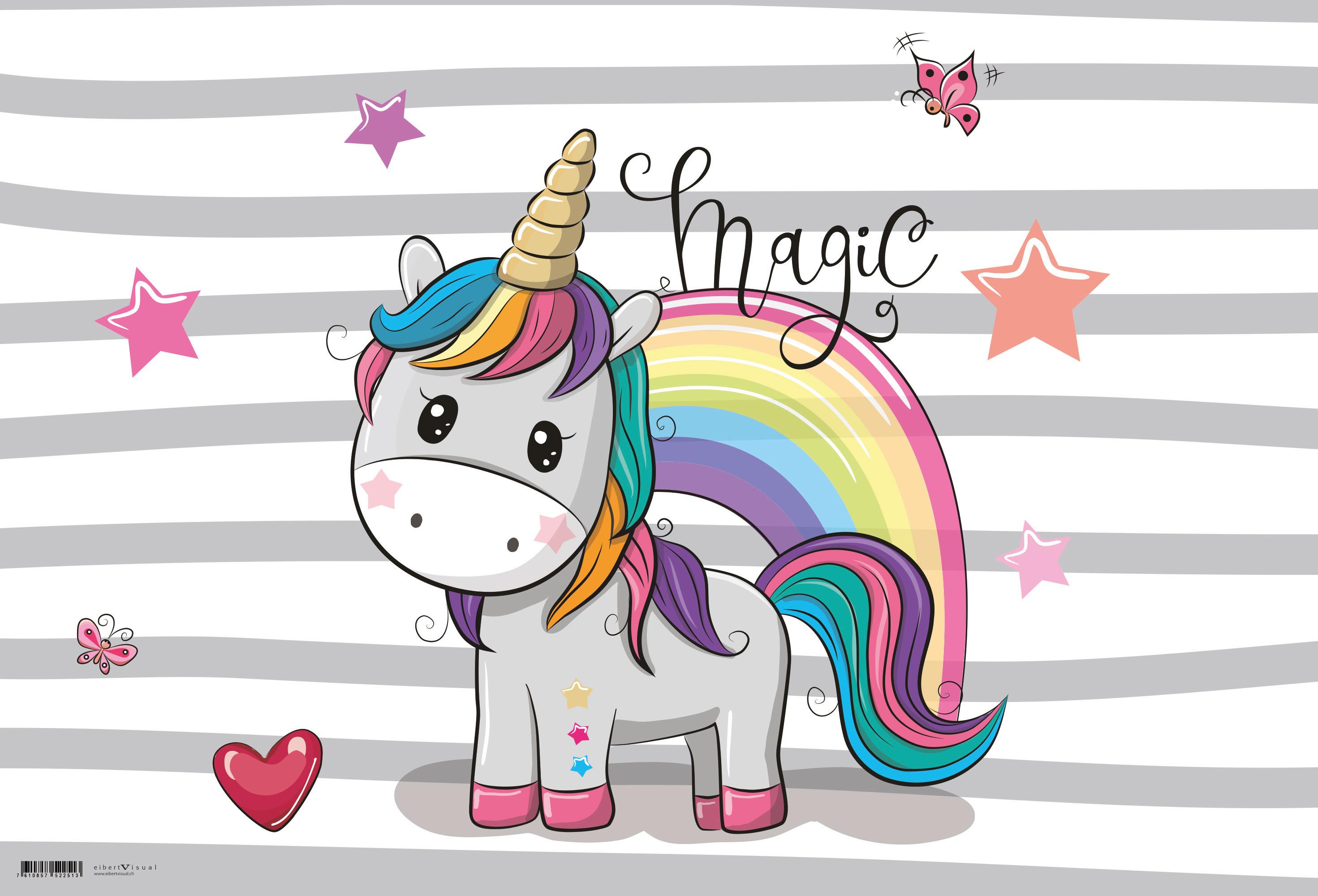 Schreibunterlage Einhorn ca. 60x40cm - Kunststoff (60/40cm)