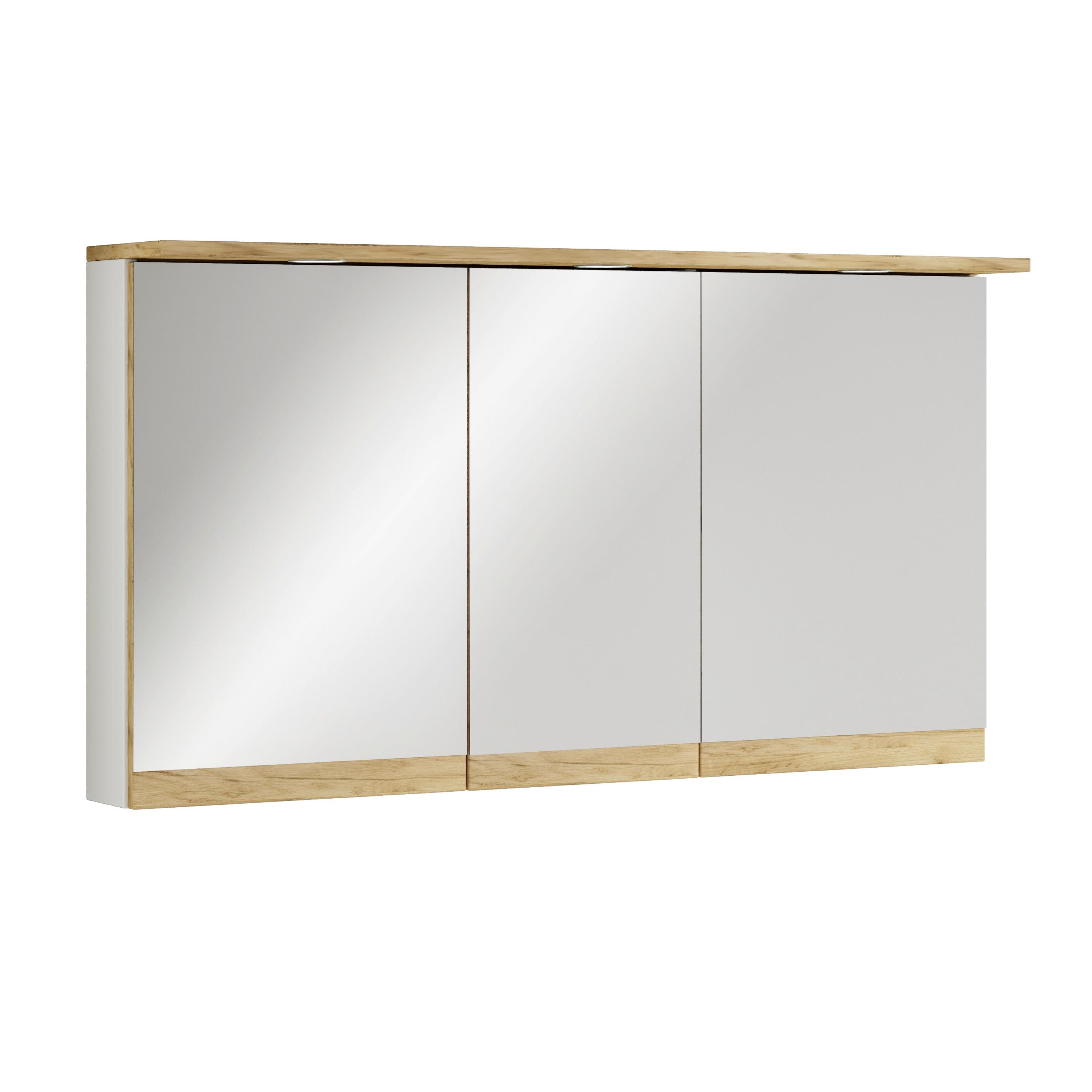 Spiegelschrank Cosila - Honigeiche/Weiss, Trend, Glas/Holzwerkstoff (110/59/23cm) - MID.YOU