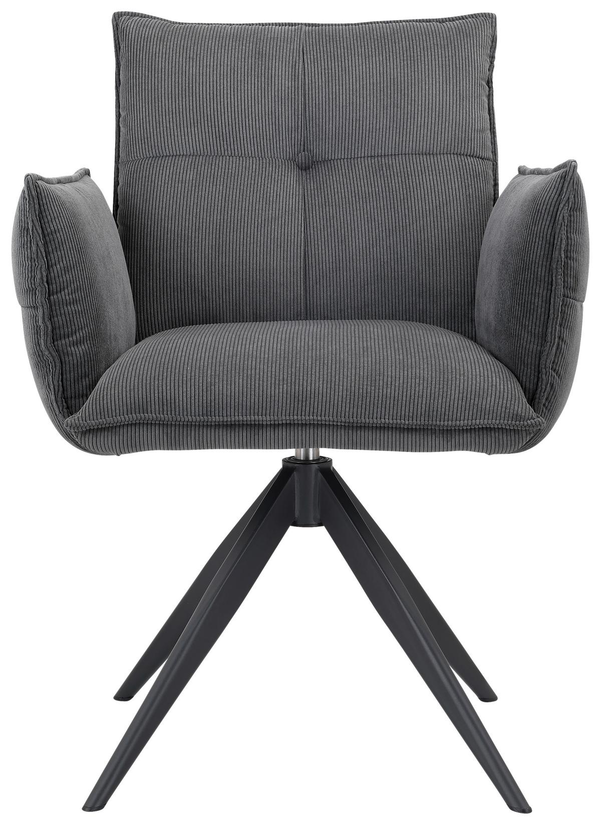 KRZESŁO Z PODŁOKIETNIKAMI COCO - antracytowy/czarny, Design, metal/tkanina (63,5/85/63,5cm) - Novel