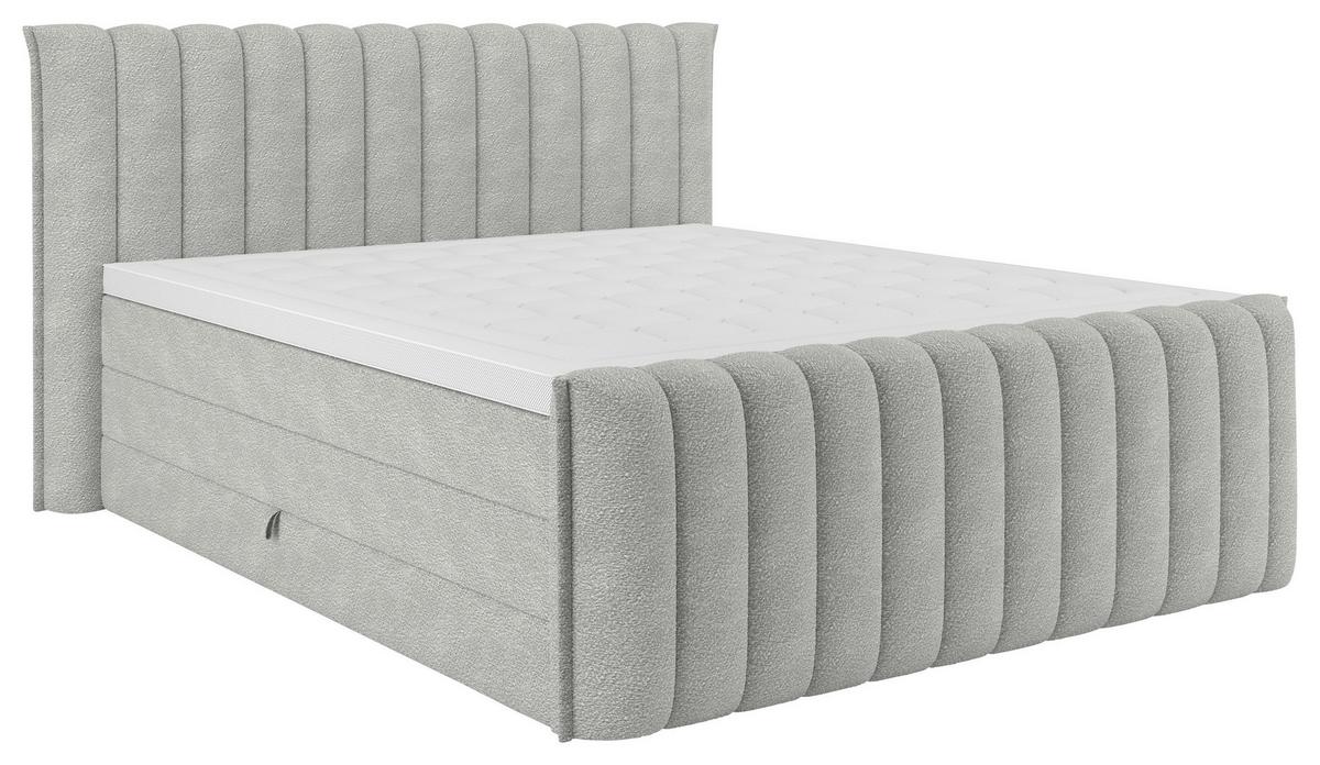 PAT BOXSPRING LINA - gri deschis, Konventionell, plastic/lemn (200/200cm) - Premium Living