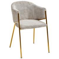KRZESŁO Z PODŁOKIETNIKAMI FABIEN    -AMBIA HOME- - jasnoszary/kolor złoty, Design, metal/tkanina (53/78/61cm) - Ambia Home