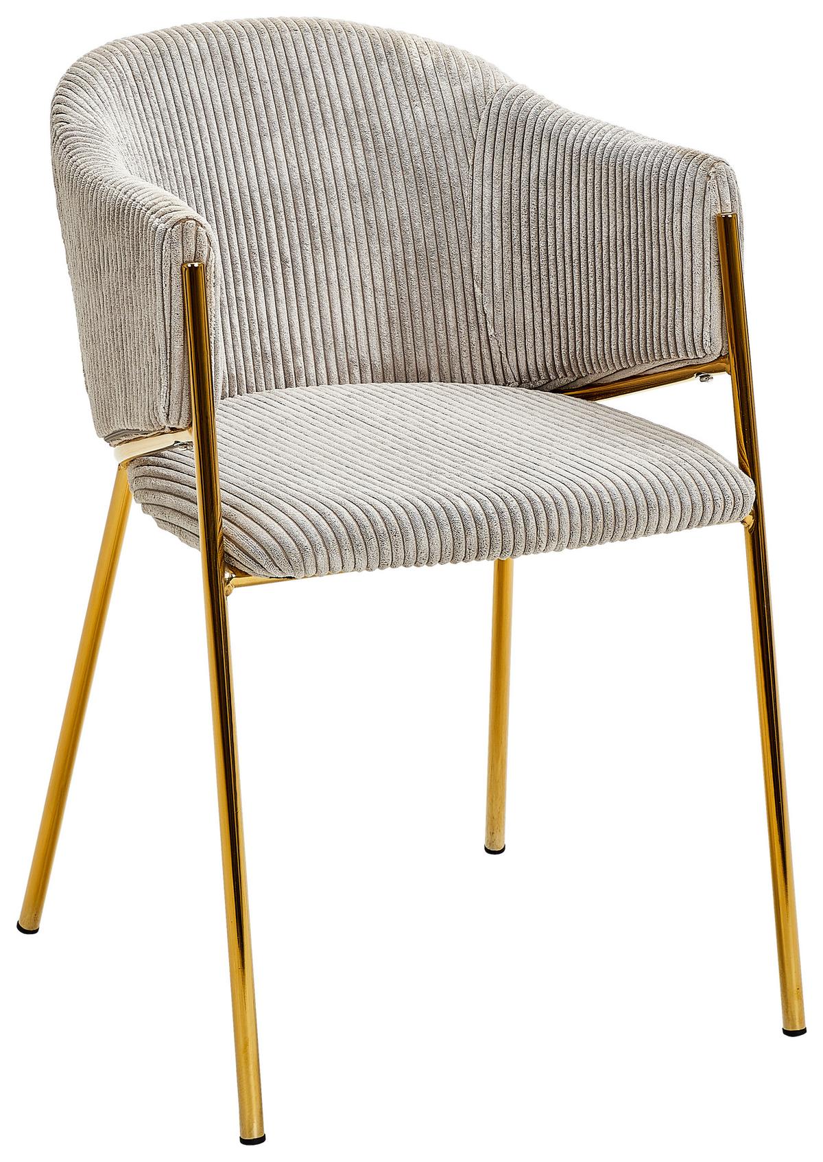 KRZESŁO Z PODŁOKIETNIKAMI FABIEN    -AMBIA HOME- - jasnoszary/kolor złoty, Design, metal/tkanina (53/78/61cm) - Ambia Home