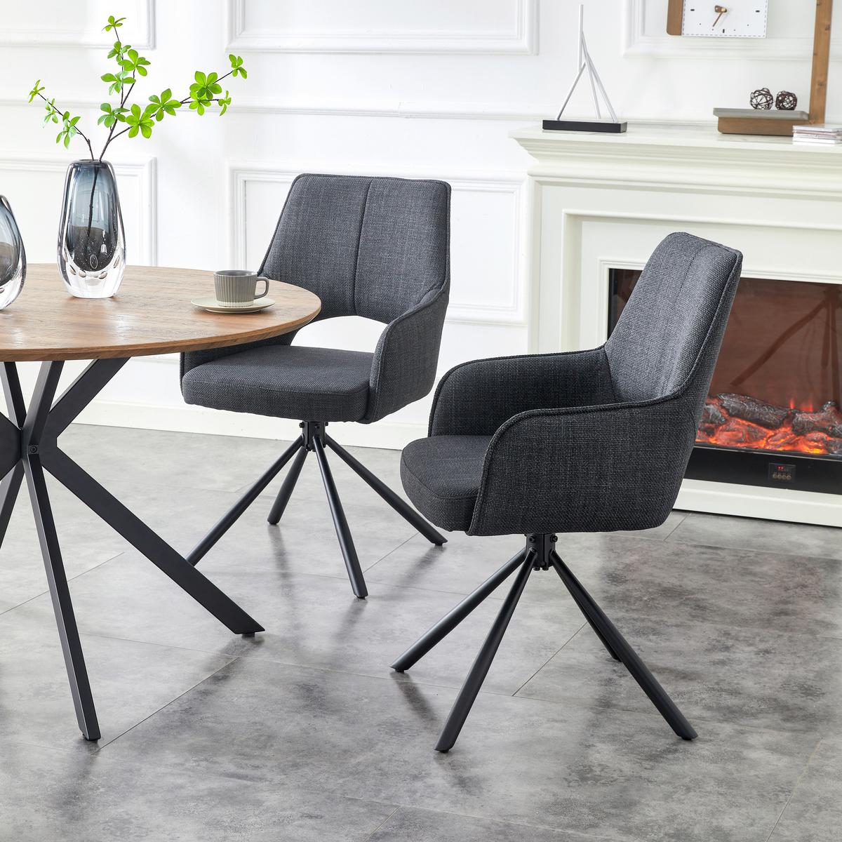 Set Naslanjačev Jana, Antracit, 2 Kos - antracit, Moderno, kovina/tekstil (57/91/64cm) - MID.YOU