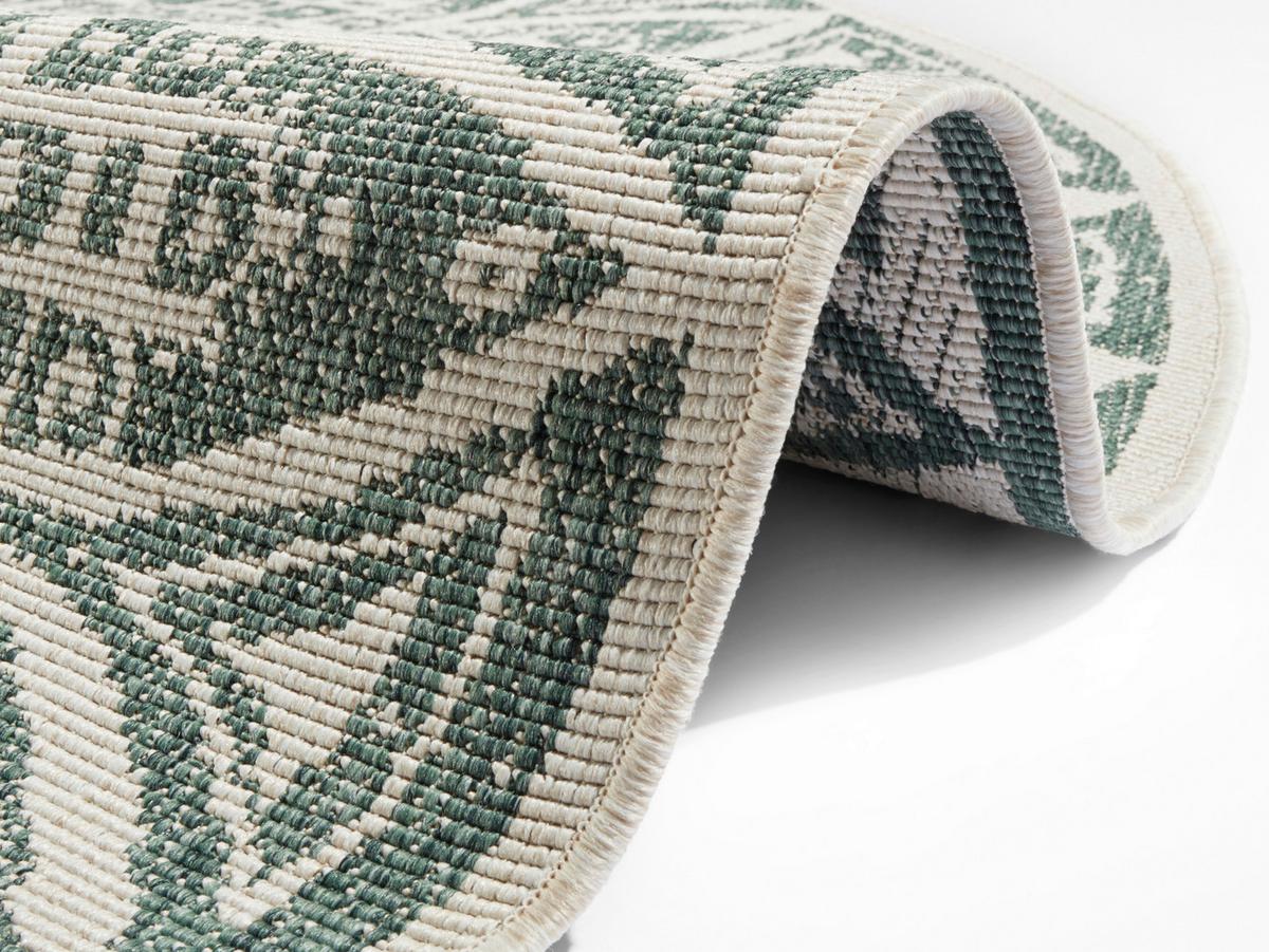 Flachwebeteppich Lilja Grün Ø ca. 240cm - Dunkelgrün/Creme, Design, Kunststoff (240cm)