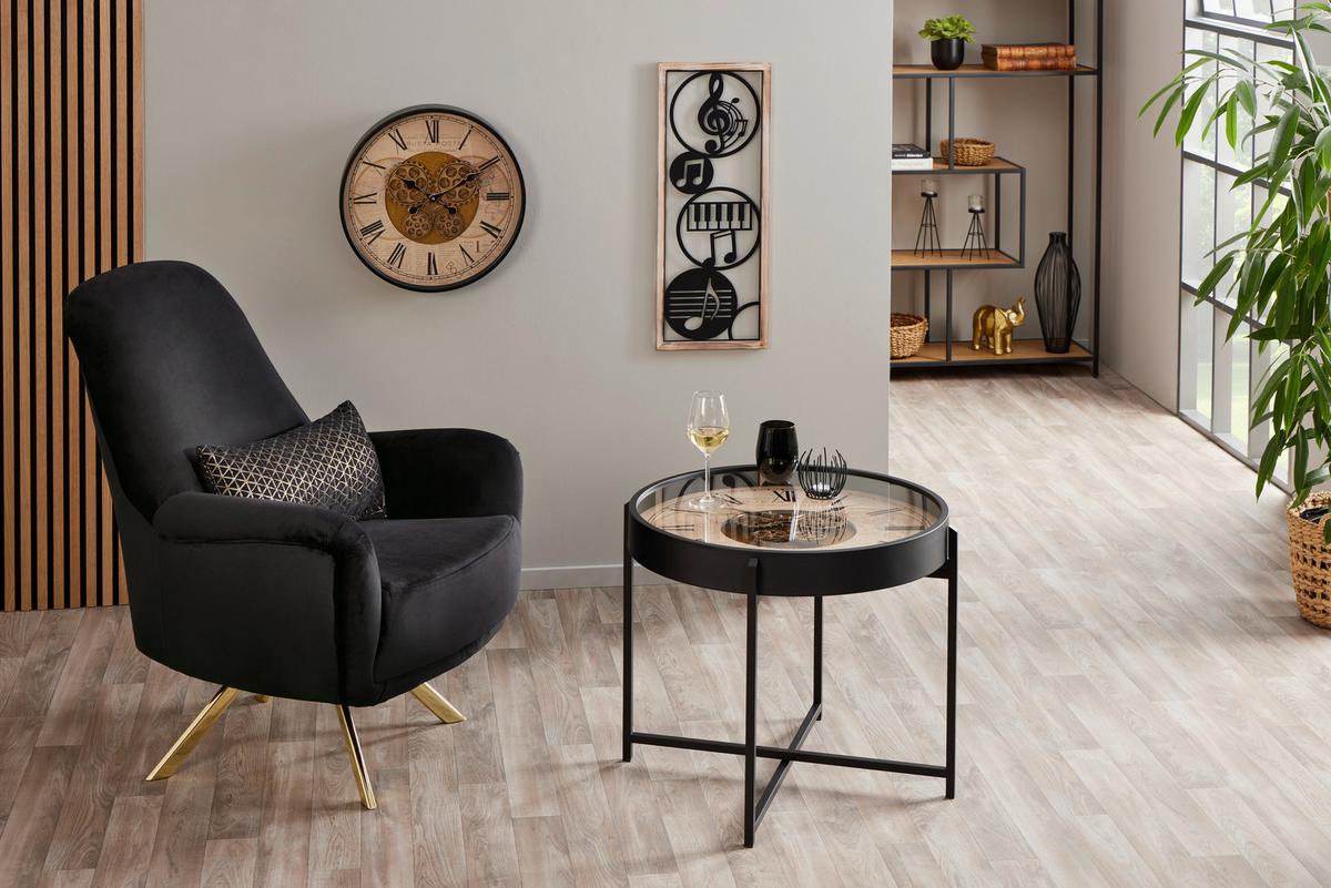 Măsuță de cafea TIME 1 - negru, Modern, sticlă/metal (71,5/57cm) - Modern Living