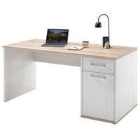 Masă de birou ROMANCE - alb/culoare lemn stejar, Modern, material pe bază de lemn (160/76/73cm) - Modern Living