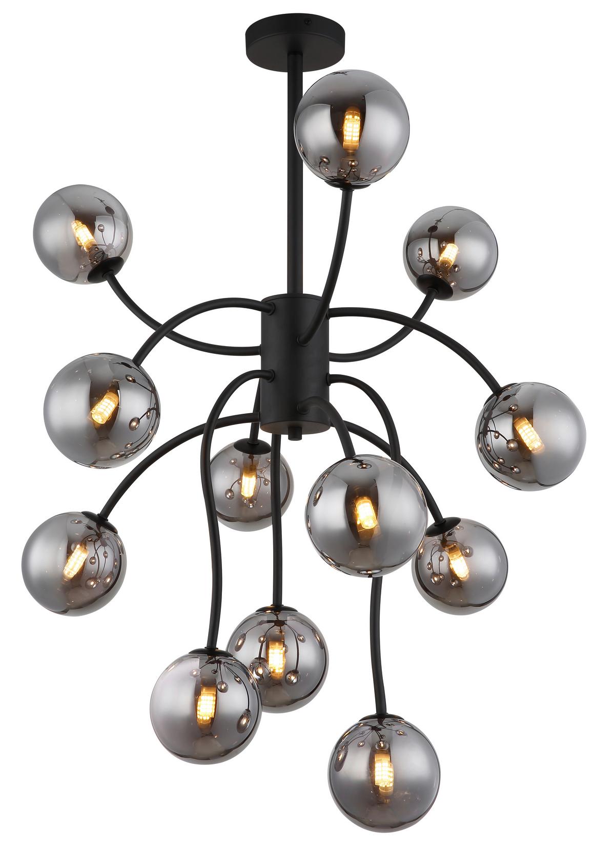 Led Stropna Svjetiljka Riha - crna, Design, staklo/metal (62/93cm) - Globo