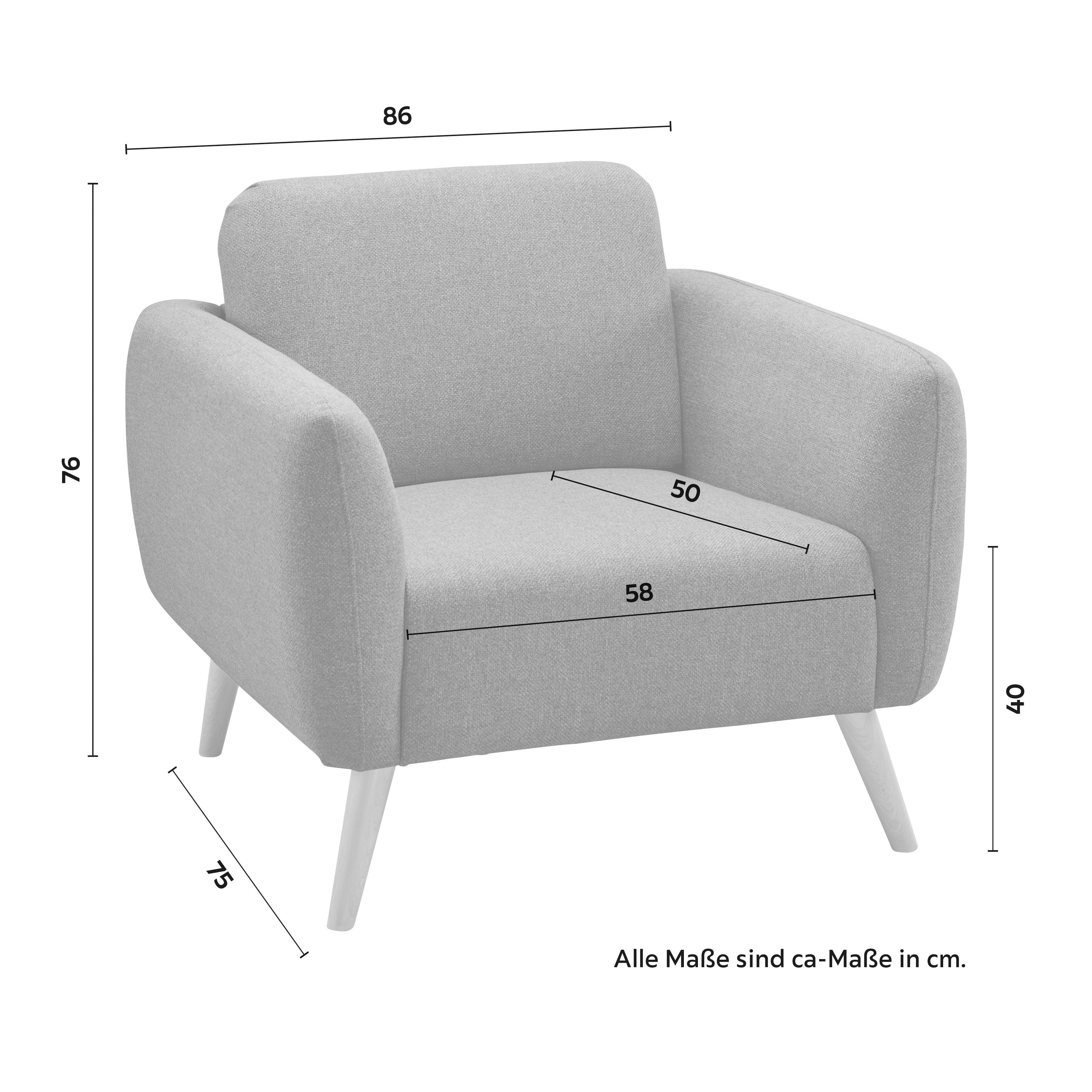 RELAXFÅTÖLJ PIA - mörkgrå/naturfärgad, Modern, trä/textil (86/76/75cm) - Bessagi Home