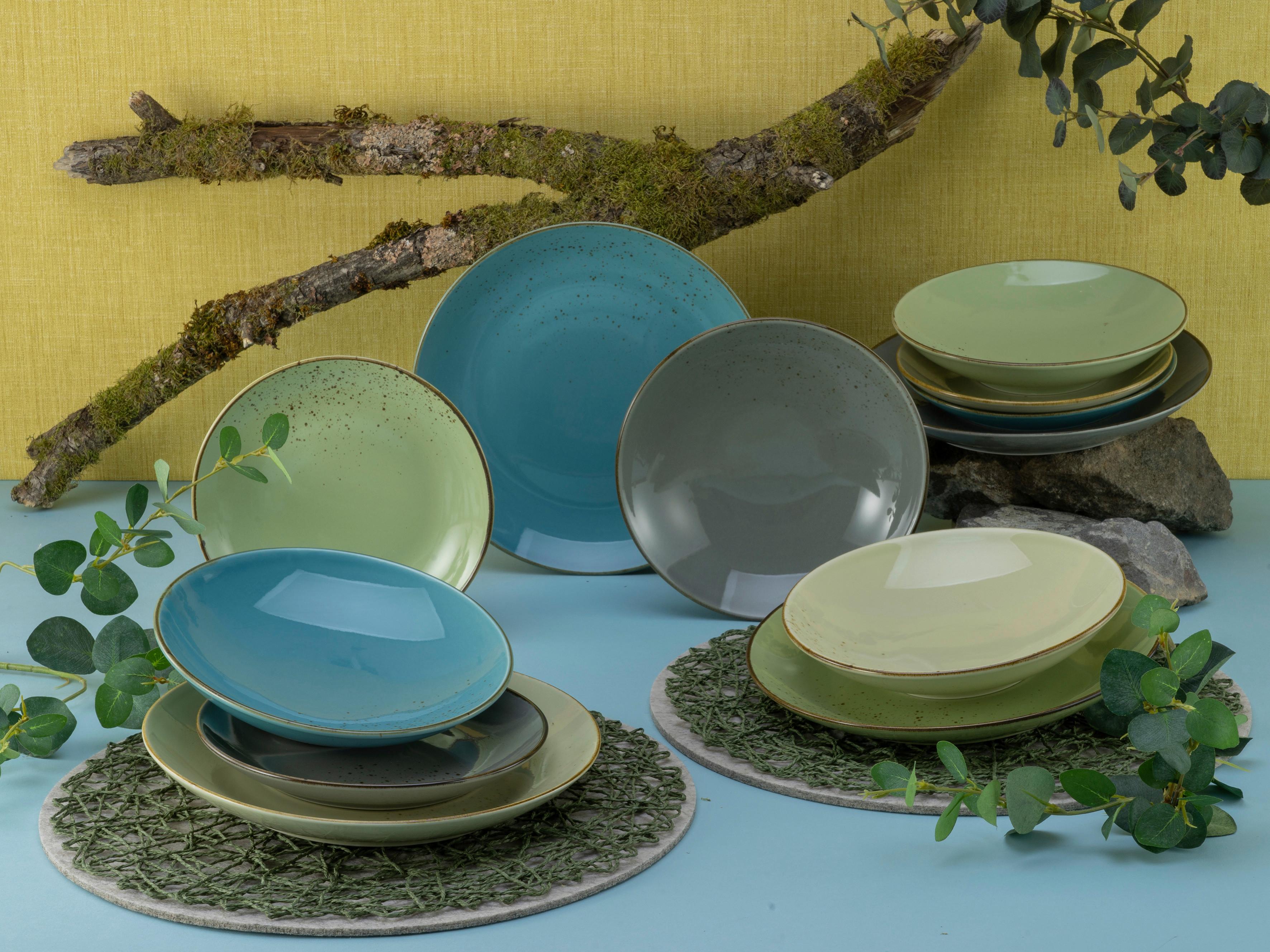 Kombiservice 20963, 12-teilig - Multicolor/Grün, Basics, Keramik - Creatable