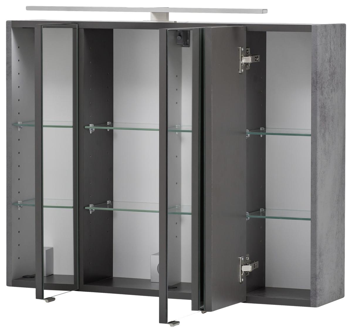 Badmöbel-Set 3-tlg inkl. LED Stockholm 80cm Weiß - Weiß/Grau, KONVENTIONELL, Holzwerkstoff (80cm) - Held