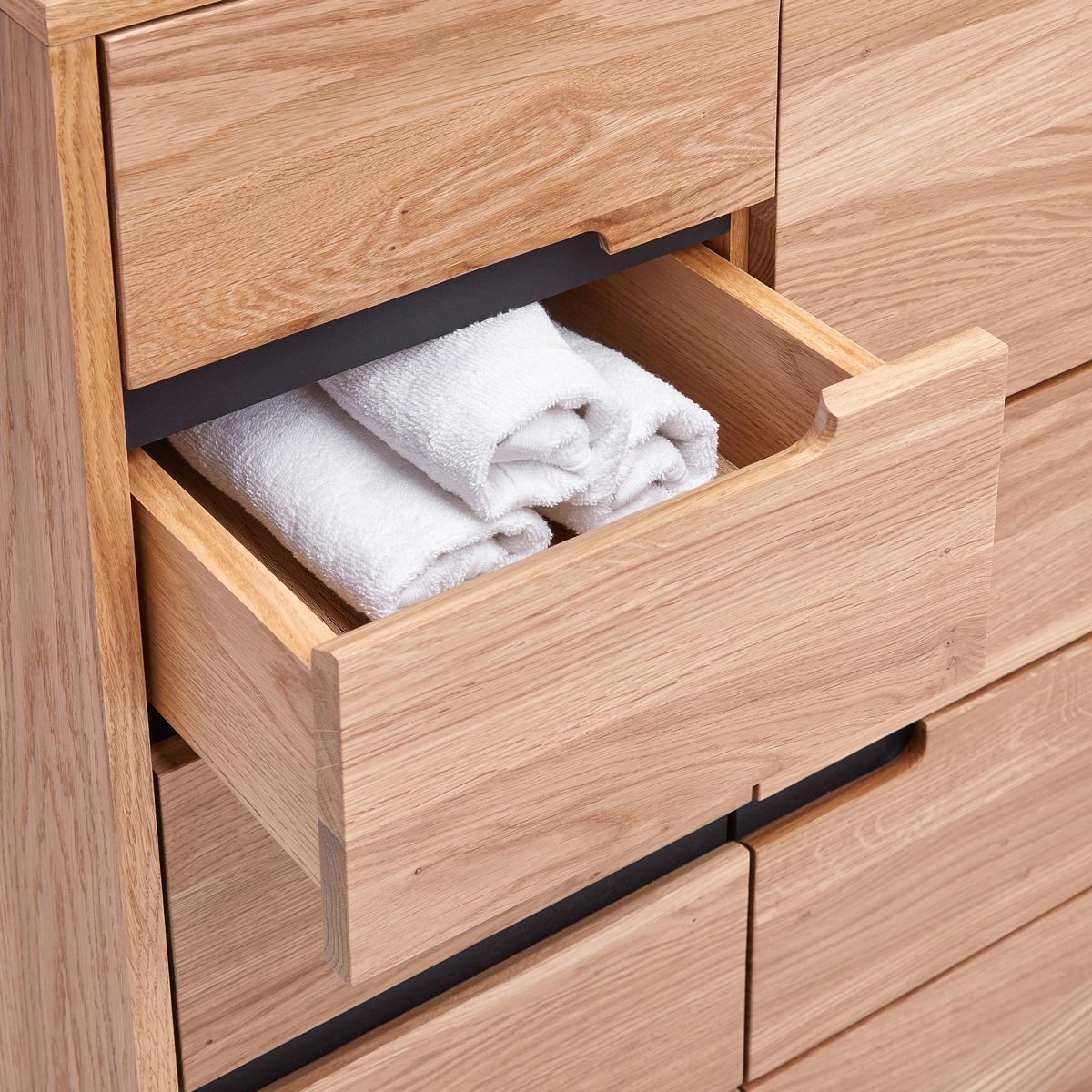 Highboard Avanto Eichefarben/Schwarz - Schwarz, Natur, Holz/Metall (64/105/35cm) - ecoTree