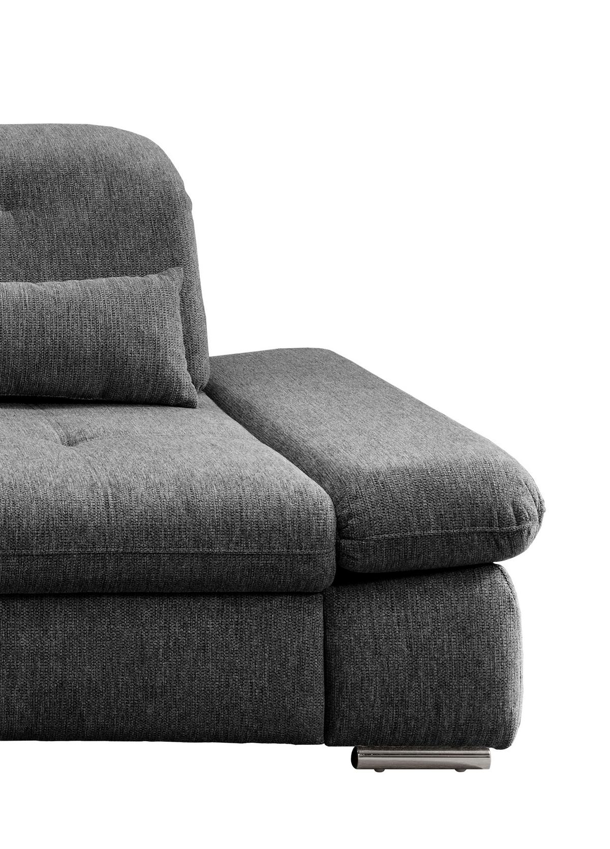 Ecksofa Dalida Anthrazit Chenille mit Bettkasten - Chromfarben/Anthrazit, Design, Textil/Metall (254/280cm) - Livetastic